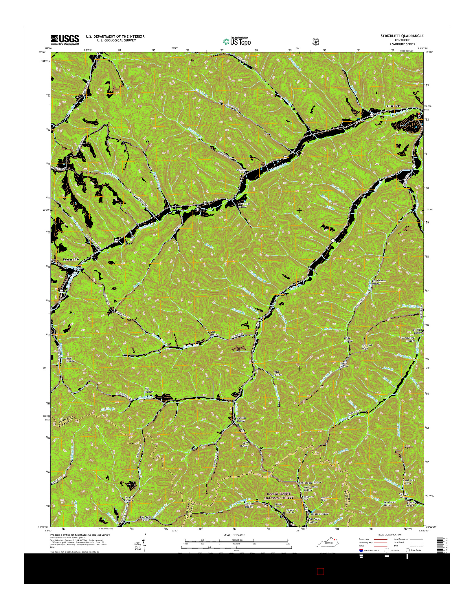 USGS US TOPO 7.5-MINUTE MAP FOR STRICKLETT, KY 2016