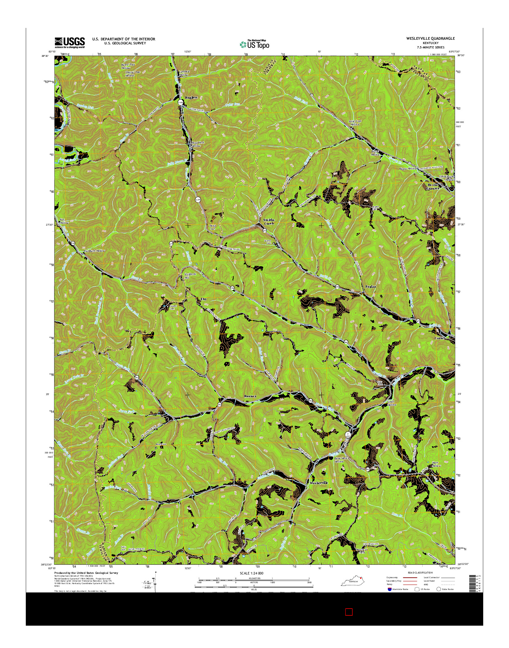 USGS US TOPO 7.5-MINUTE MAP FOR WESLEYVILLE, KY 2016