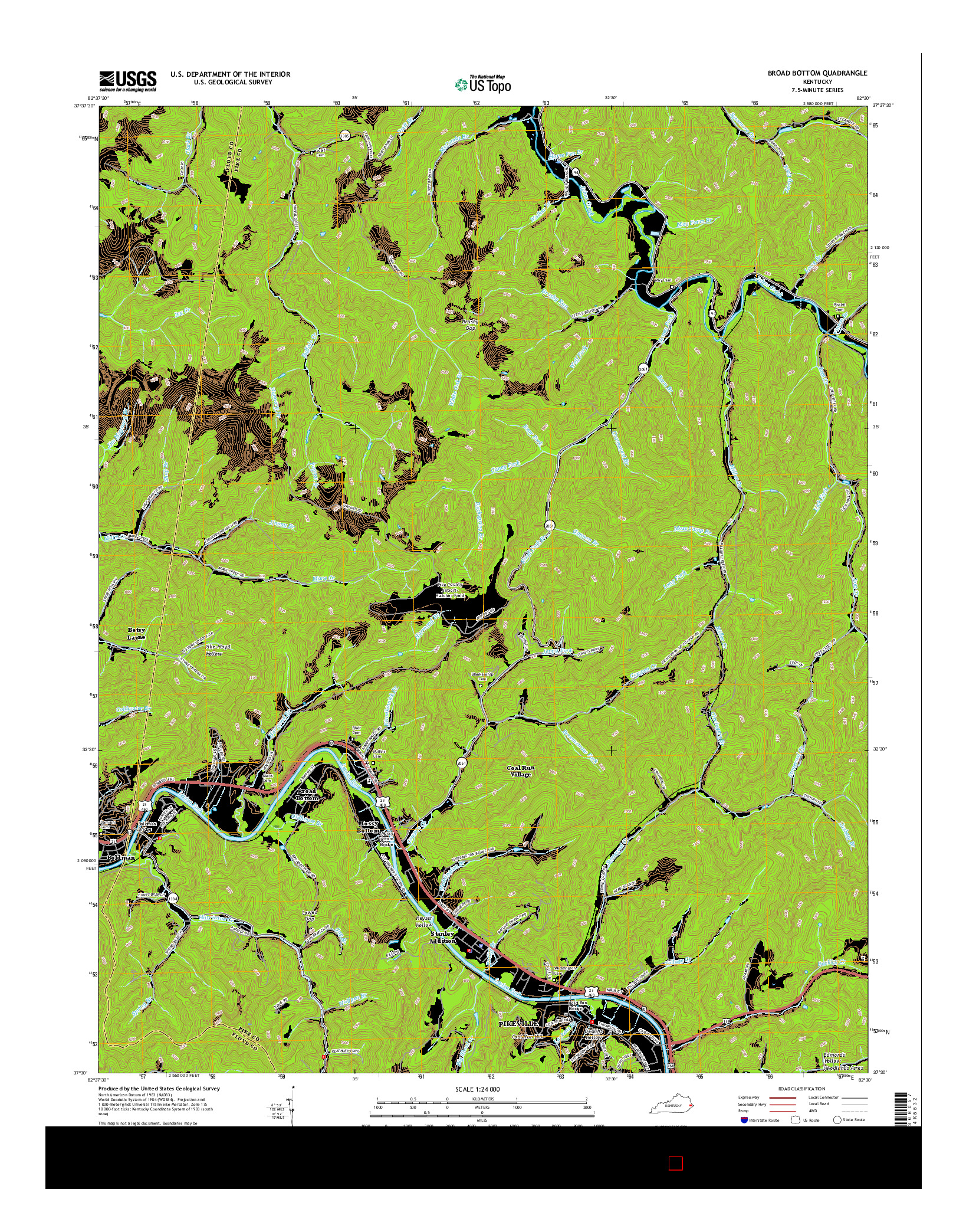 USGS US TOPO 7.5-MINUTE MAP FOR BROAD BOTTOM, KY 2016