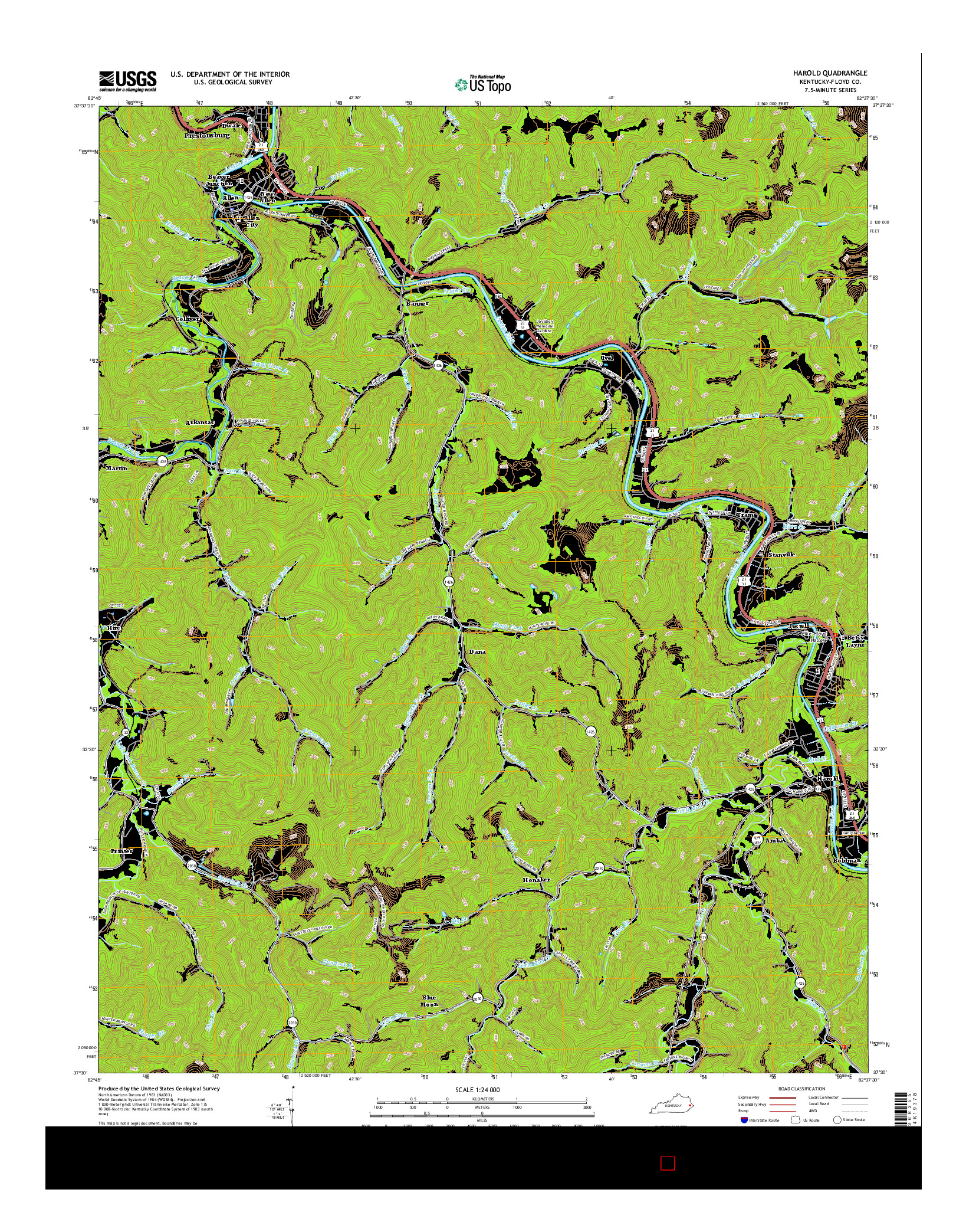 USGS US TOPO 7.5-MINUTE MAP FOR HAROLD, KY 2016