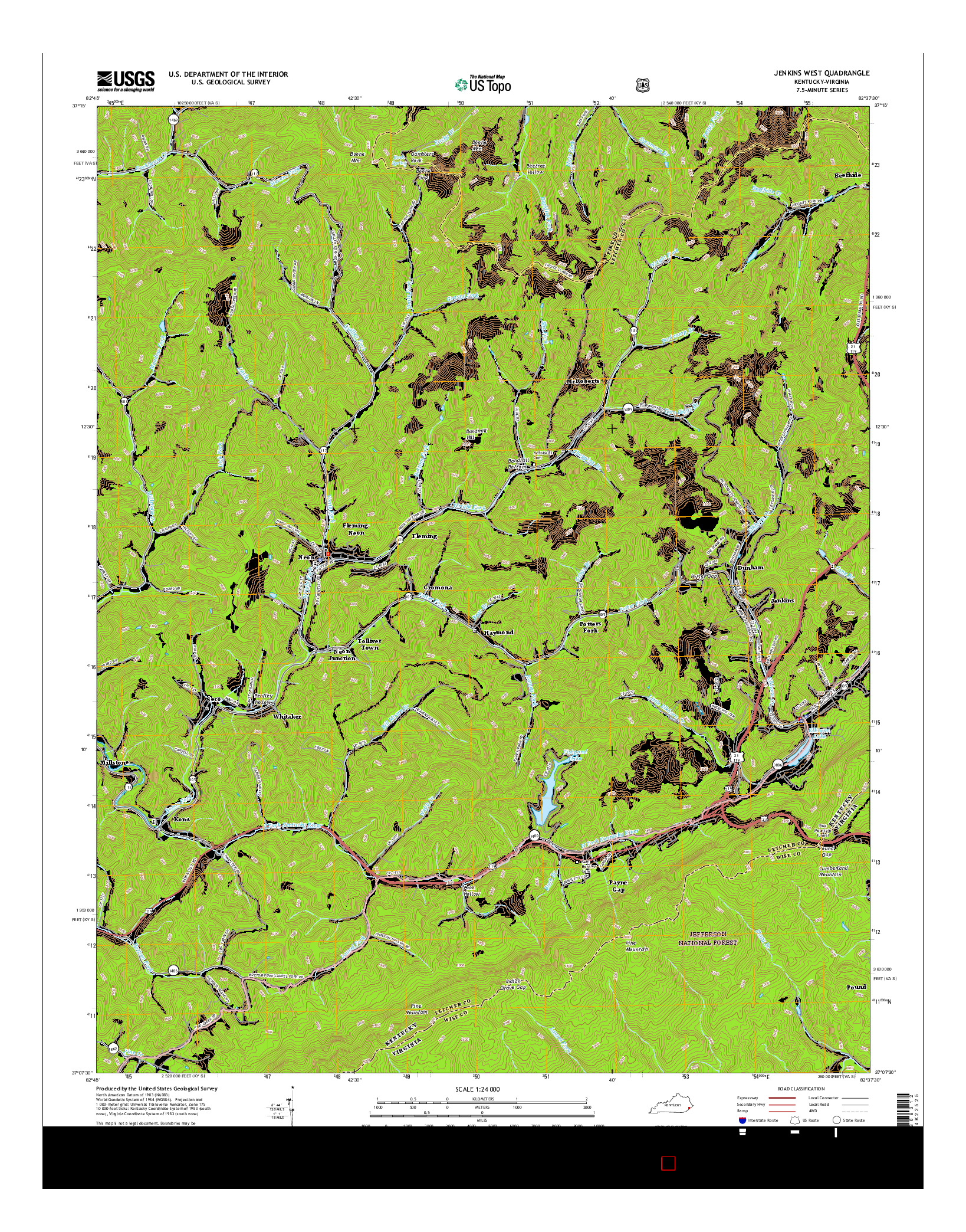 USGS US TOPO 7.5-MINUTE MAP FOR JENKINS WEST, KY-VA 2016