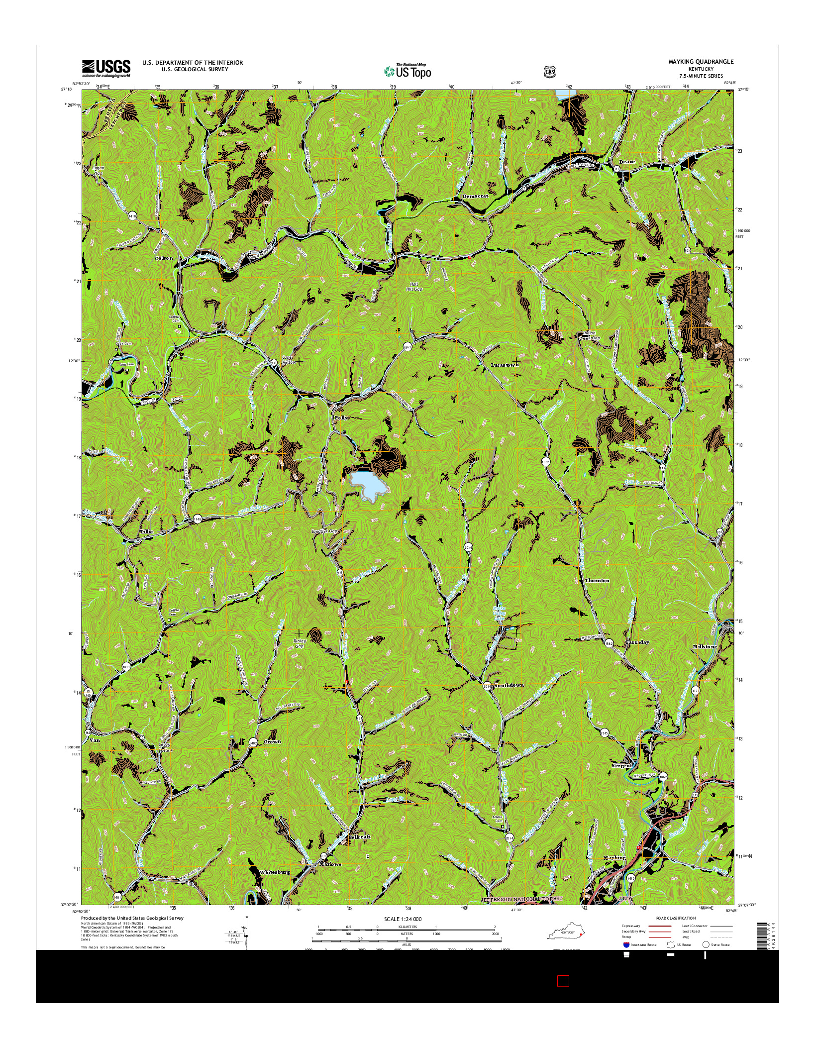 USGS US TOPO 7.5-MINUTE MAP FOR MAYKING, KY 2016
