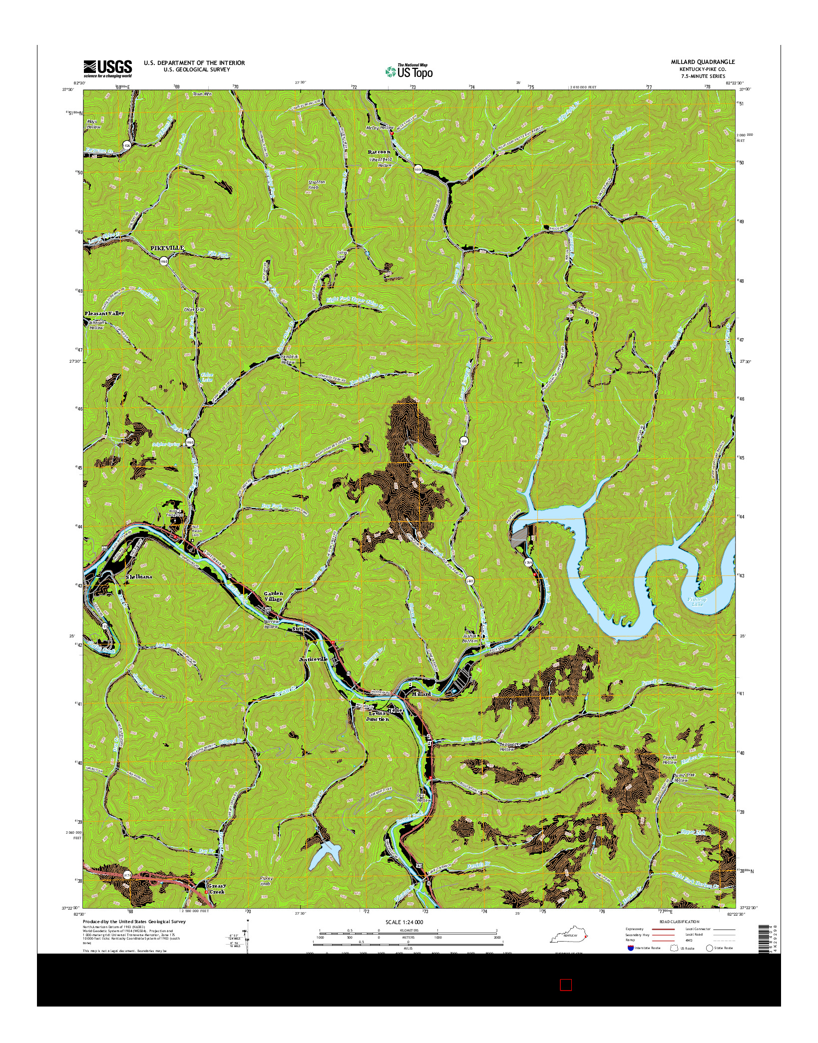 USGS US TOPO 7.5-MINUTE MAP FOR MILLARD, KY 2016