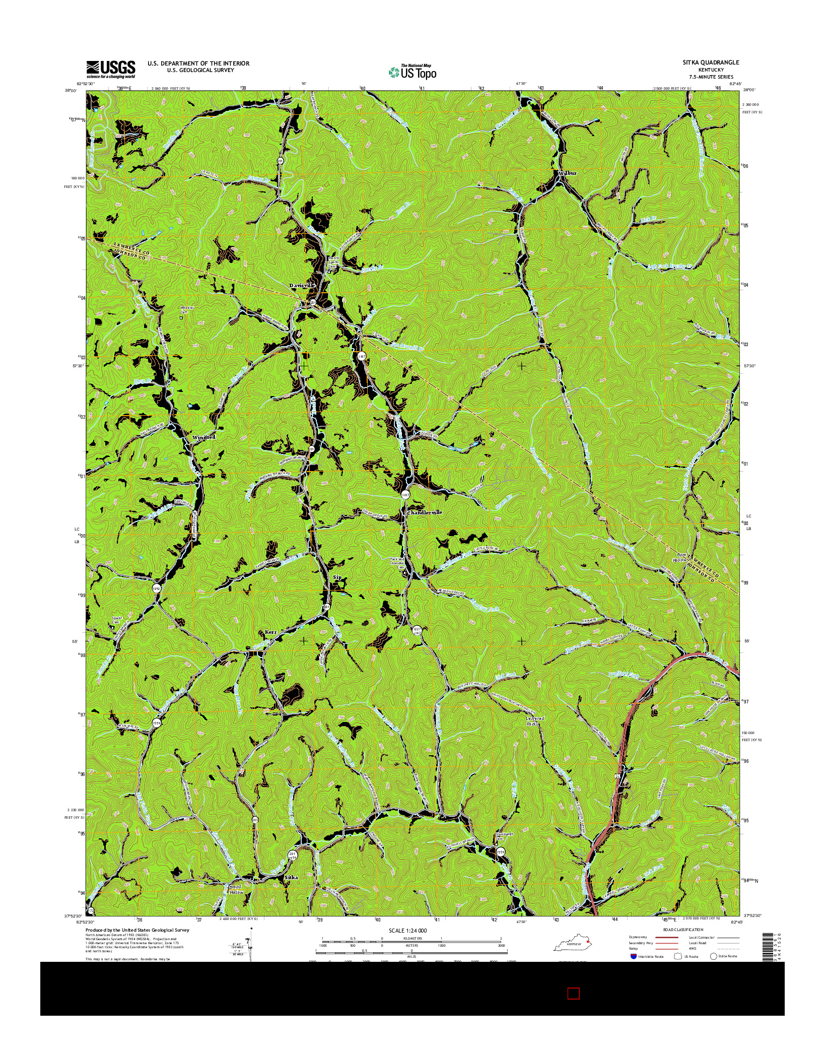 USGS US TOPO 7.5-MINUTE MAP FOR SITKA, KY 2016