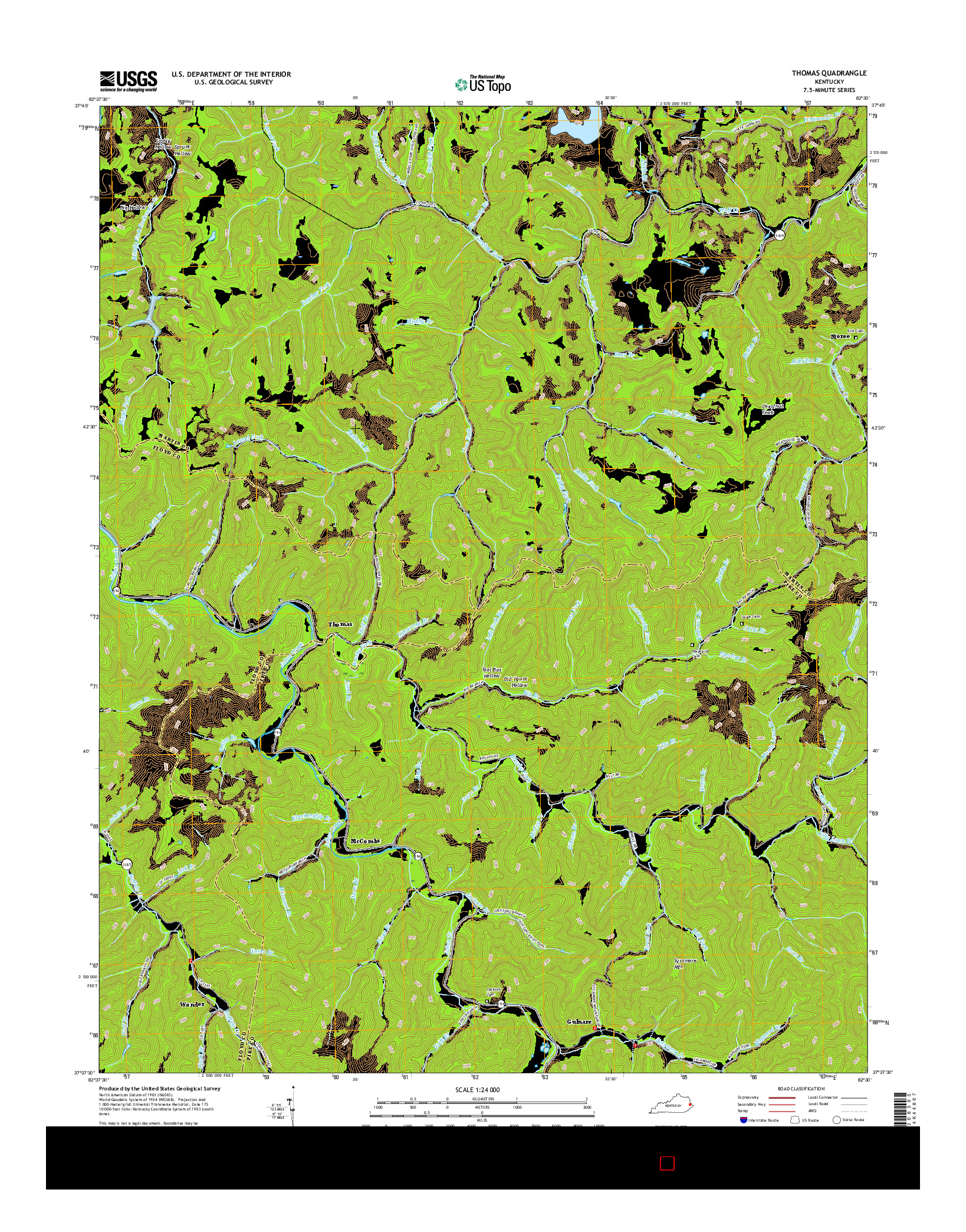 USGS US TOPO 7.5-MINUTE MAP FOR THOMAS, KY 2016