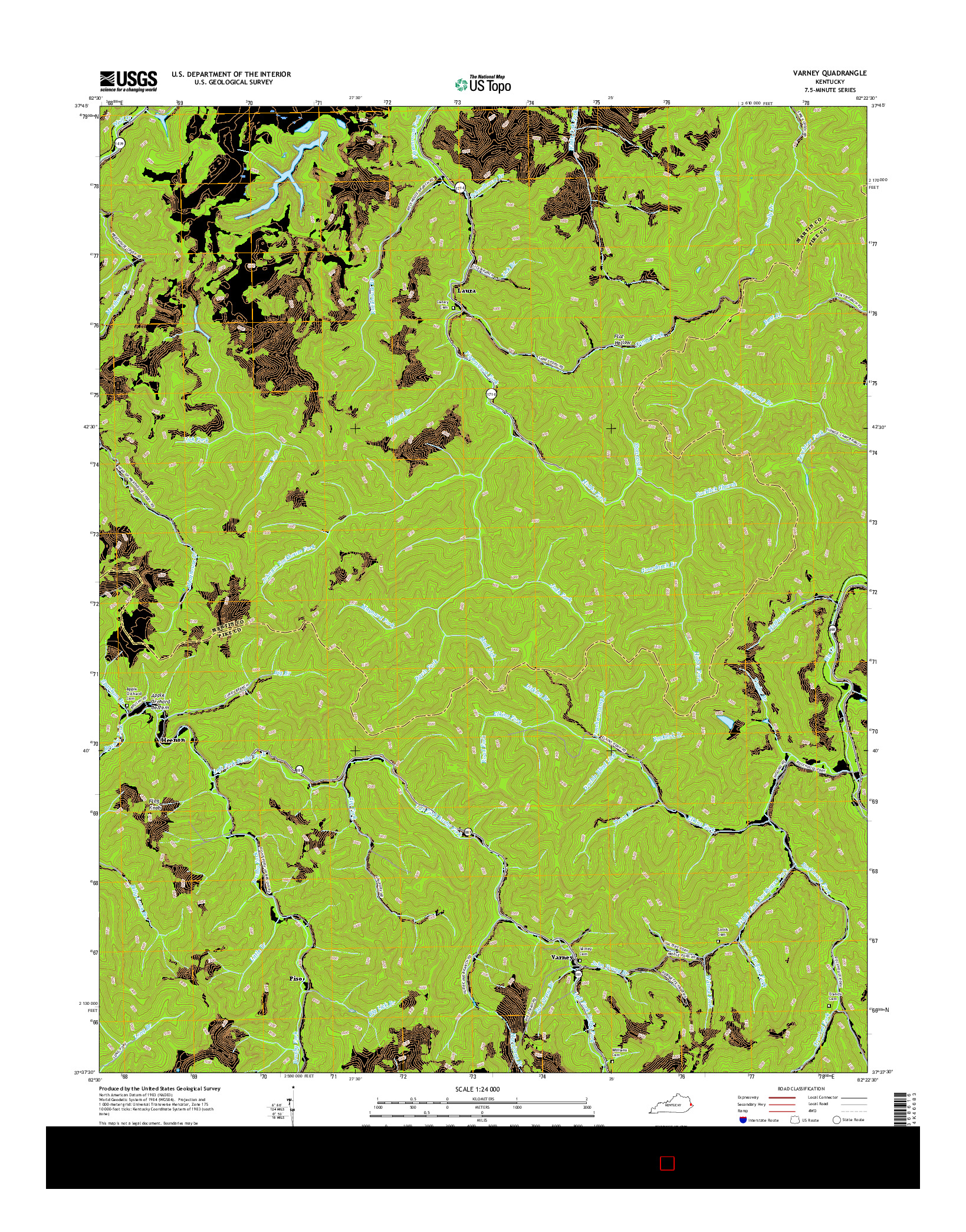 USGS US TOPO 7.5-MINUTE MAP FOR VARNEY, KY 2016