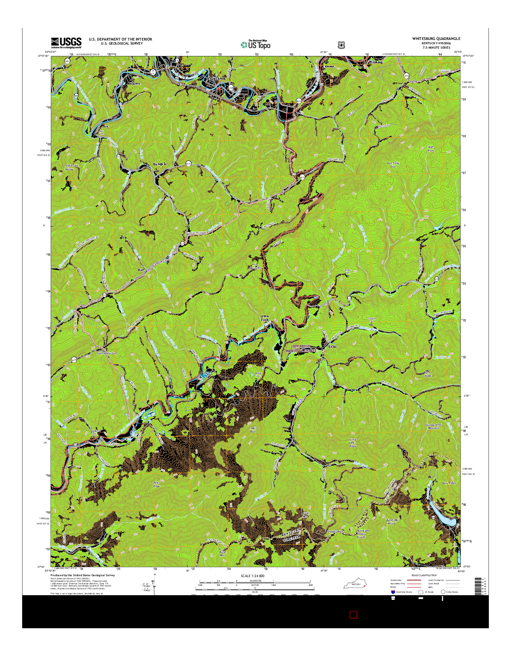 USGS US TOPO 7.5-MINUTE MAP FOR WHITESBURG, KY-VA 2016