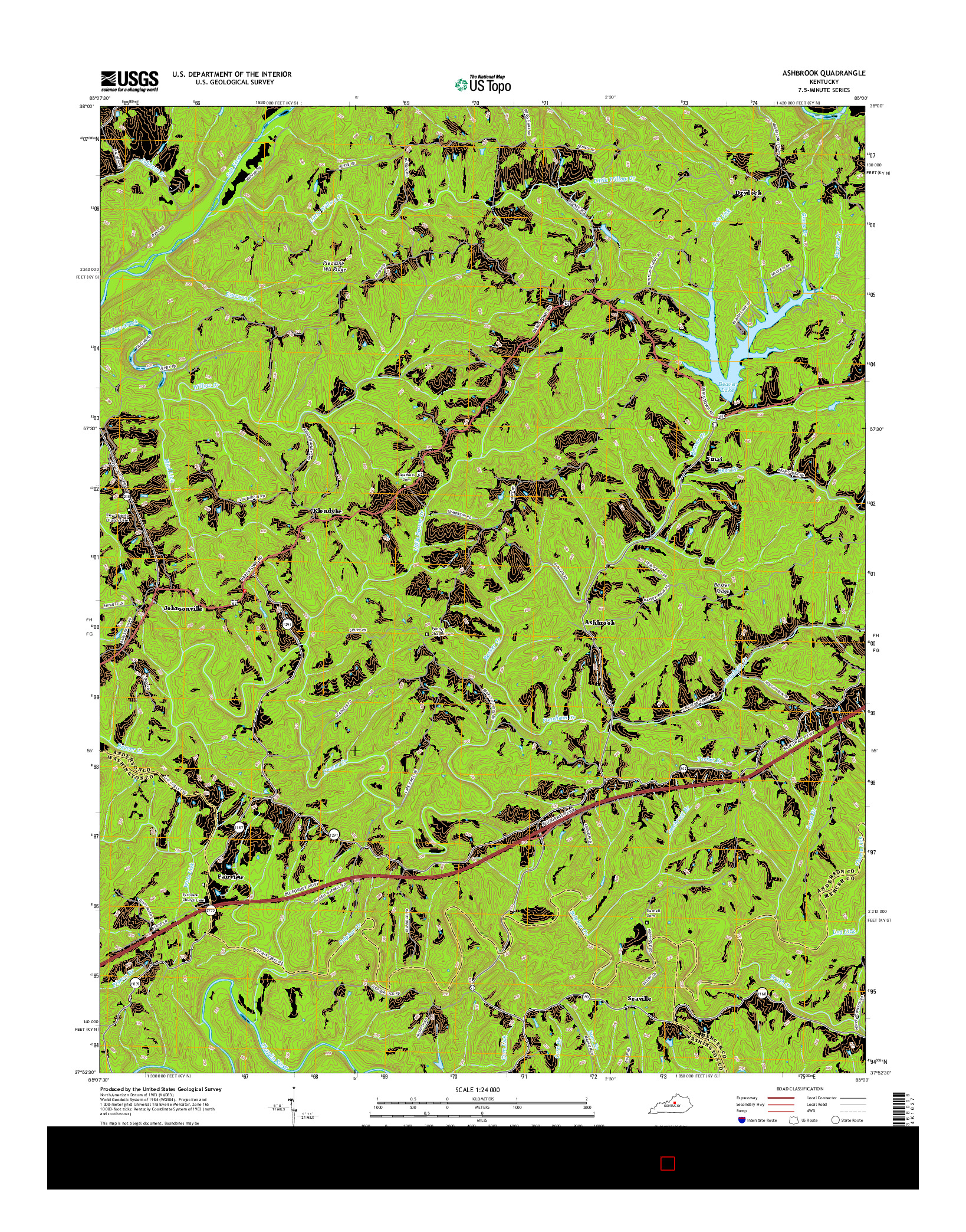 USGS US TOPO 7.5-MINUTE MAP FOR ASHBROOK, KY 2016