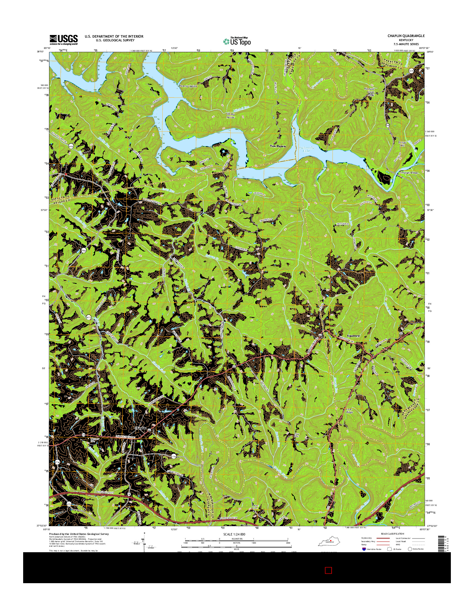 USGS US TOPO 7.5-MINUTE MAP FOR CHAPLIN, KY 2016
