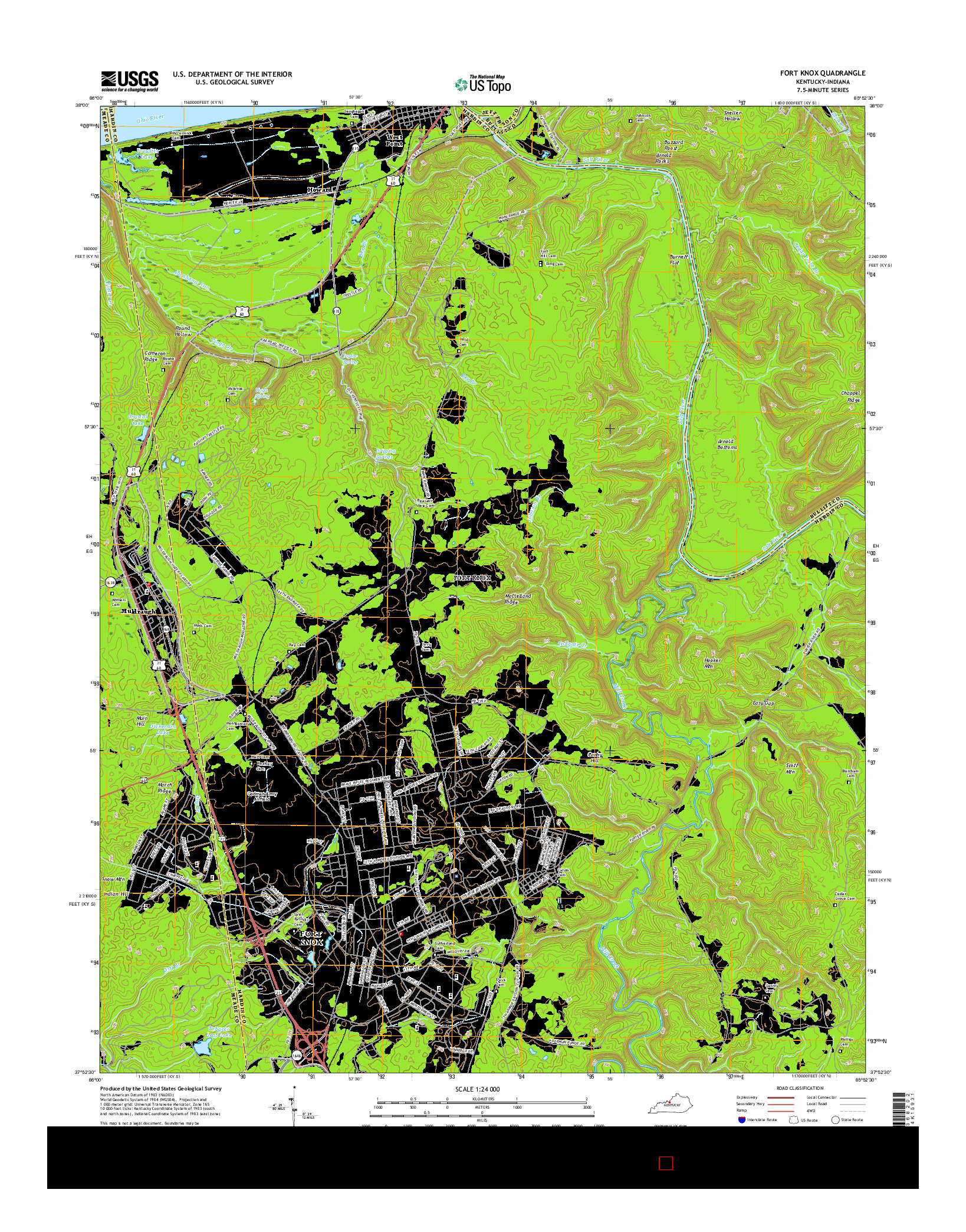 USGS US TOPO 7.5-MINUTE MAP FOR FORT KNOX, KY-IN 2016