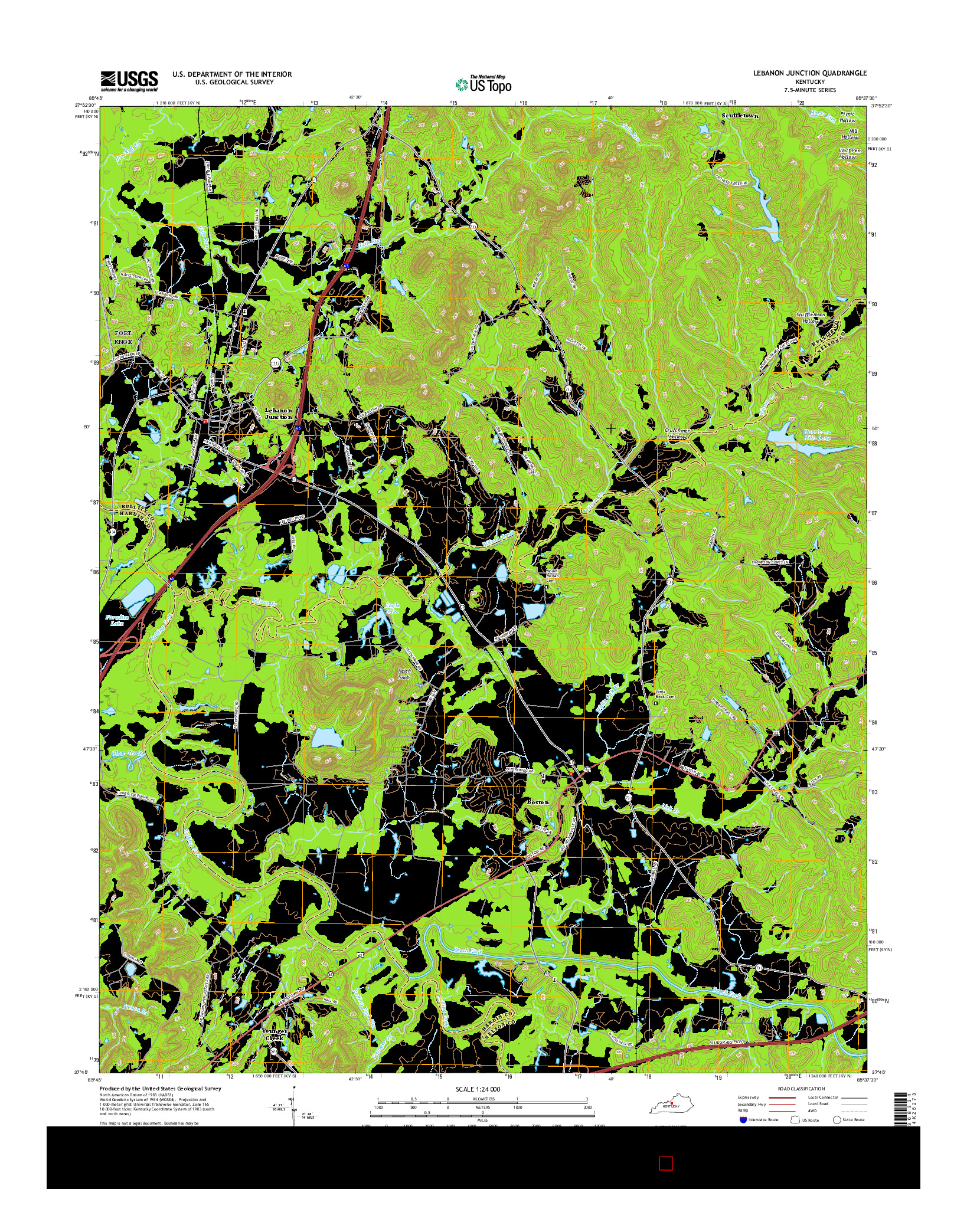 USGS US TOPO 7.5-MINUTE MAP FOR LEBANON JUNCTION, KY 2016