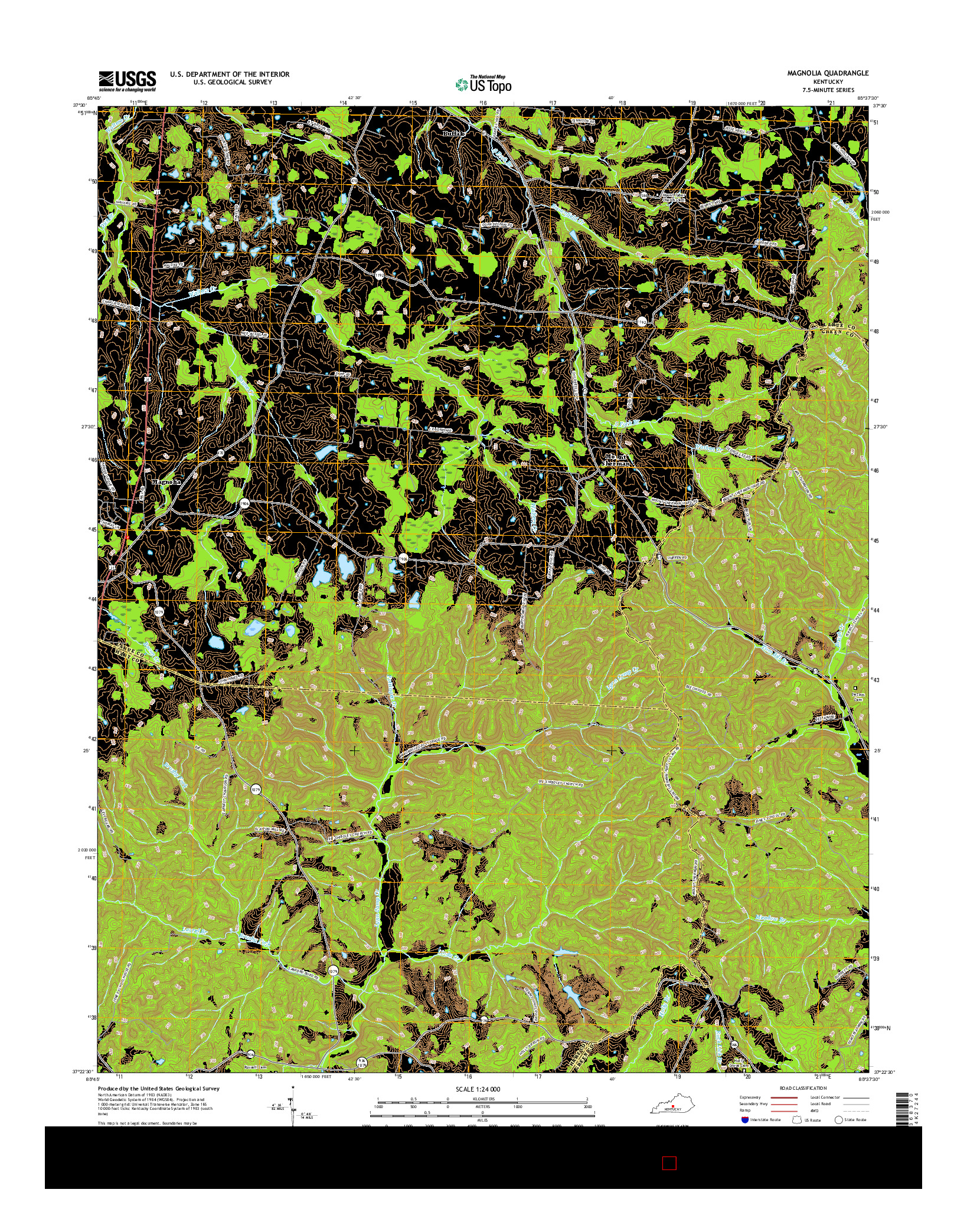 USGS US TOPO 7.5-MINUTE MAP FOR MAGNOLIA, KY 2016