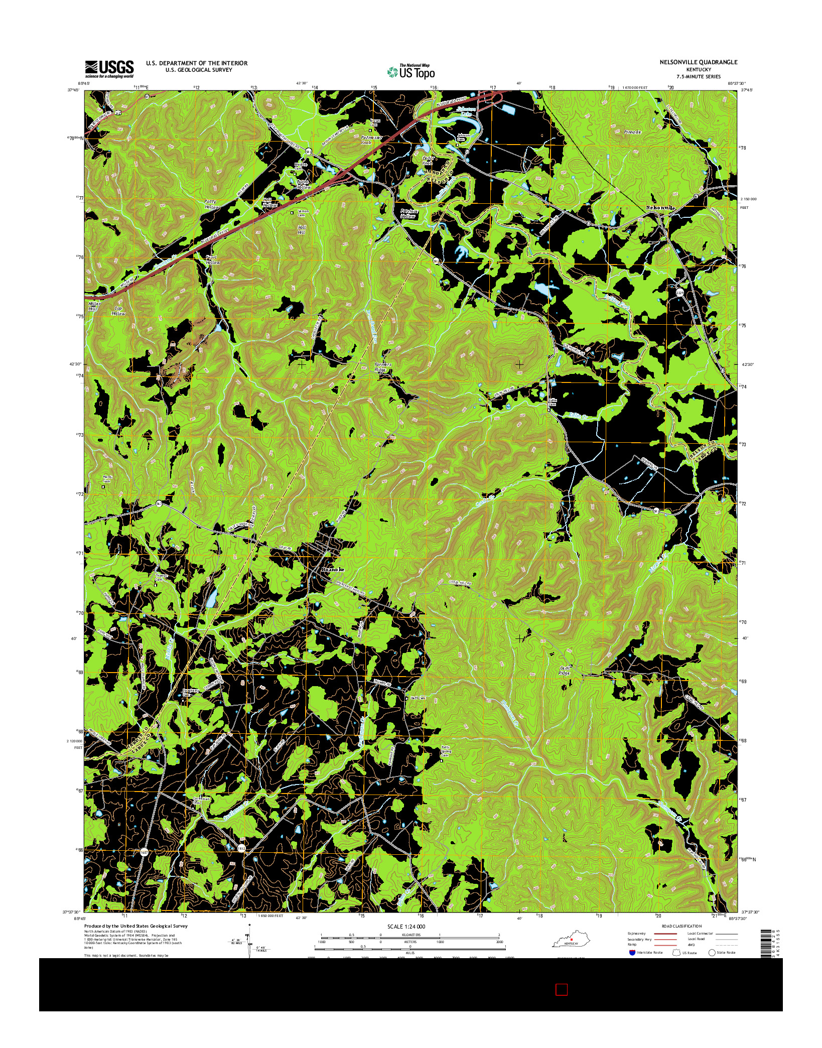 USGS US TOPO 7.5-MINUTE MAP FOR NELSONVILLE, KY 2016