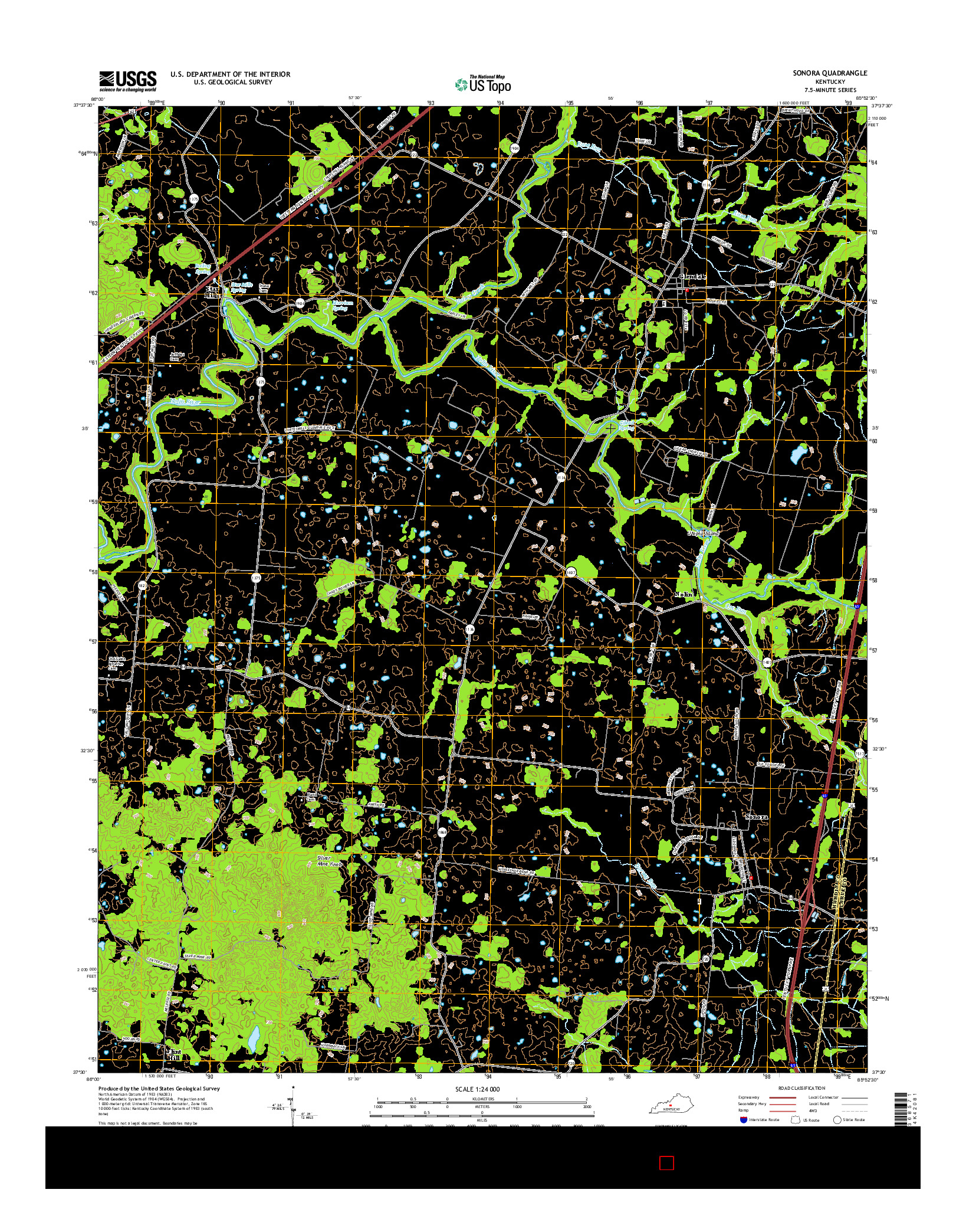 USGS US TOPO 7.5-MINUTE MAP FOR SONORA, KY 2016