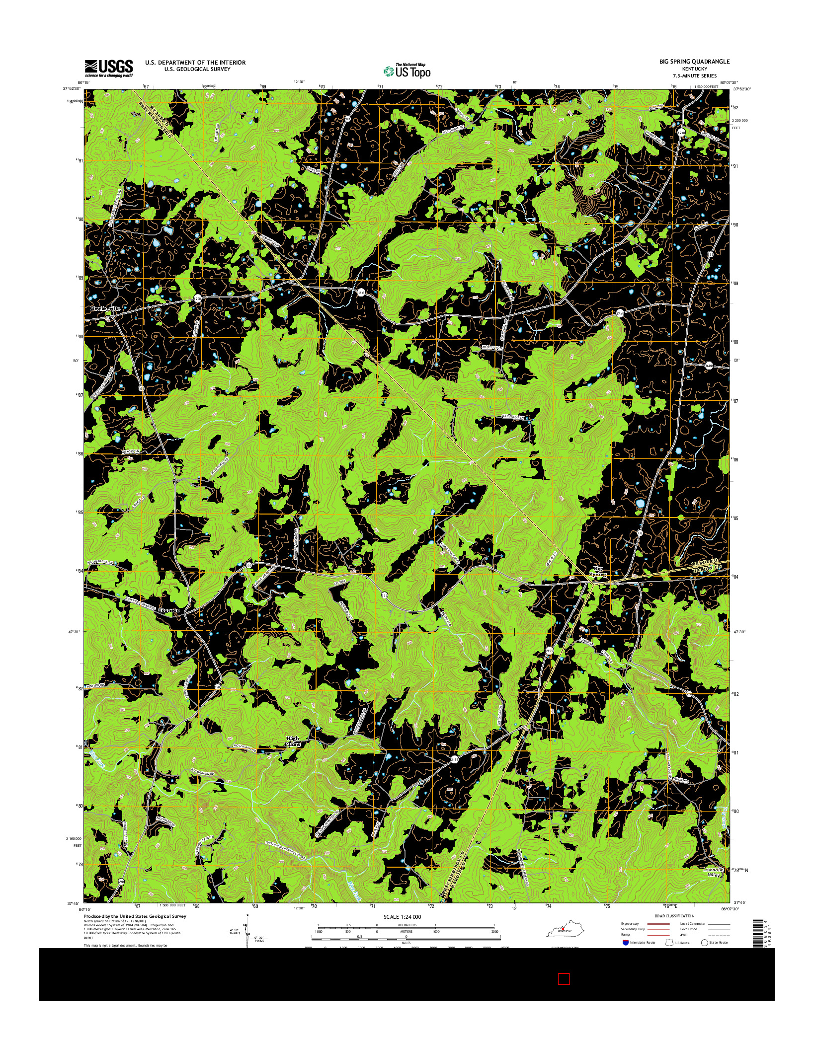 USGS US TOPO 7.5-MINUTE MAP FOR BIG SPRING, KY 2016