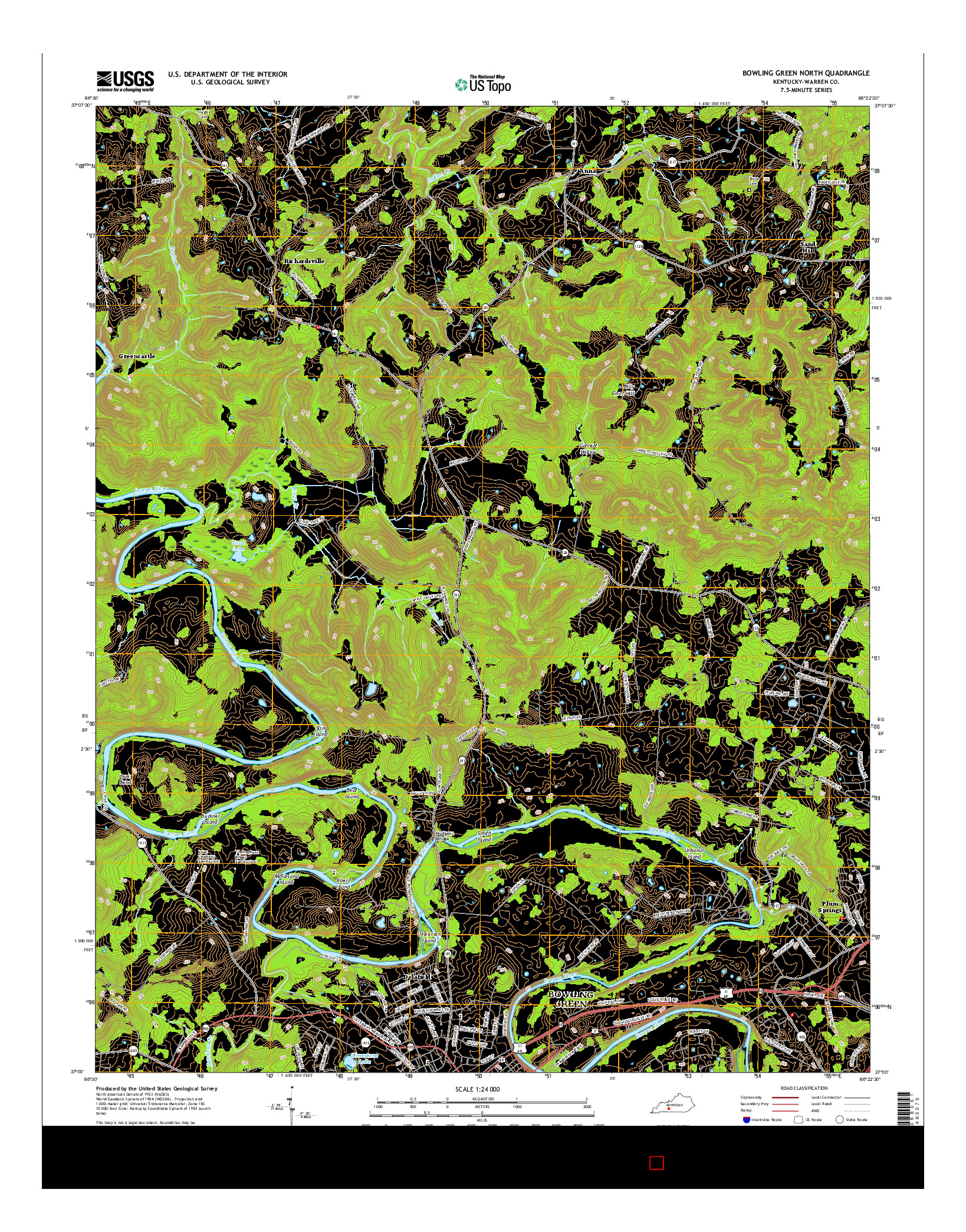 USGS US TOPO 7.5-MINUTE MAP FOR BOWLING GREEN NORTH, KY 2016