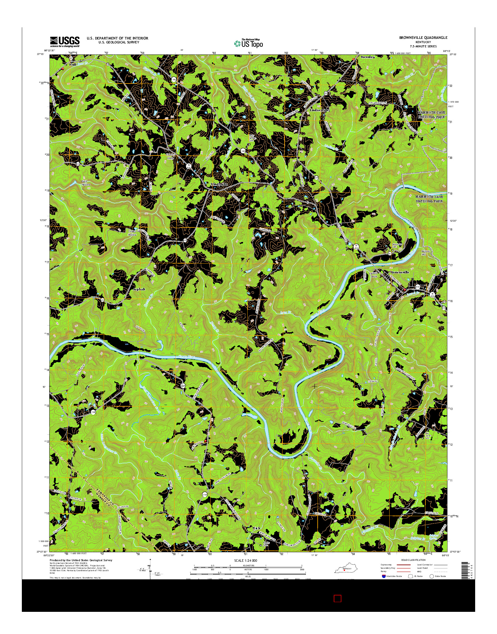 USGS US TOPO 7.5-MINUTE MAP FOR BROWNSVILLE, KY 2016