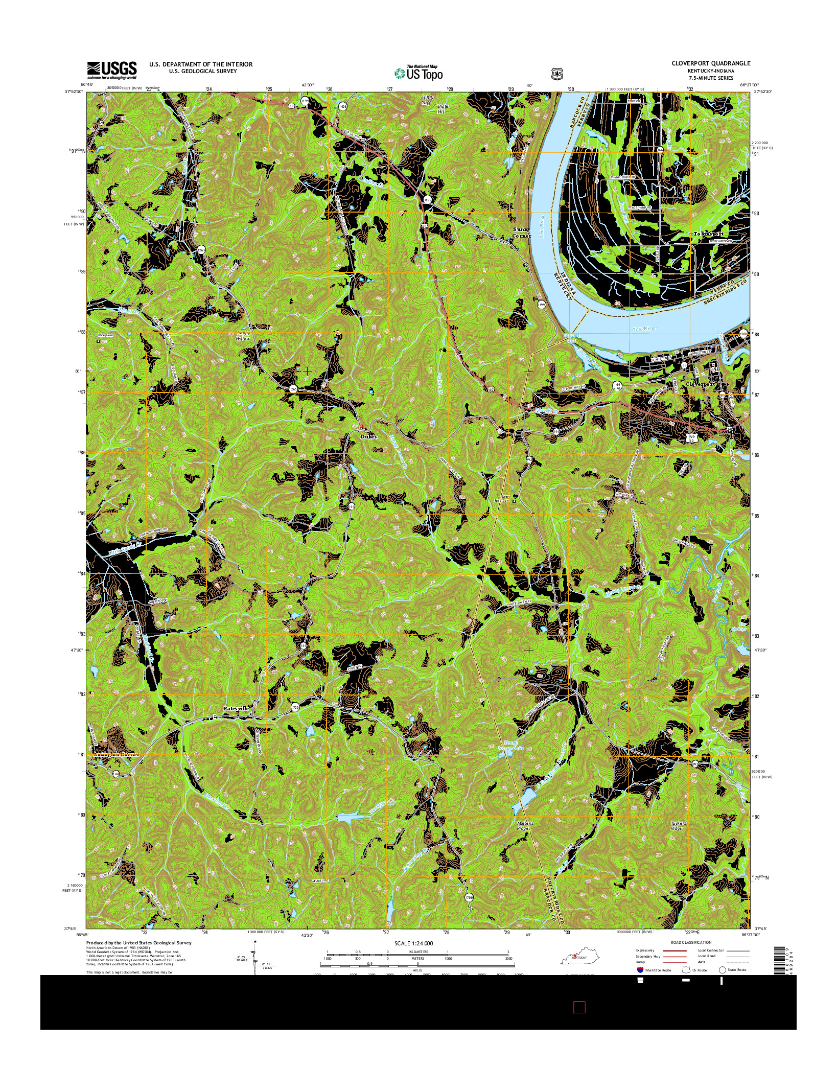 USGS US TOPO 7.5-MINUTE MAP FOR CLOVERPORT, KY-IN 2016