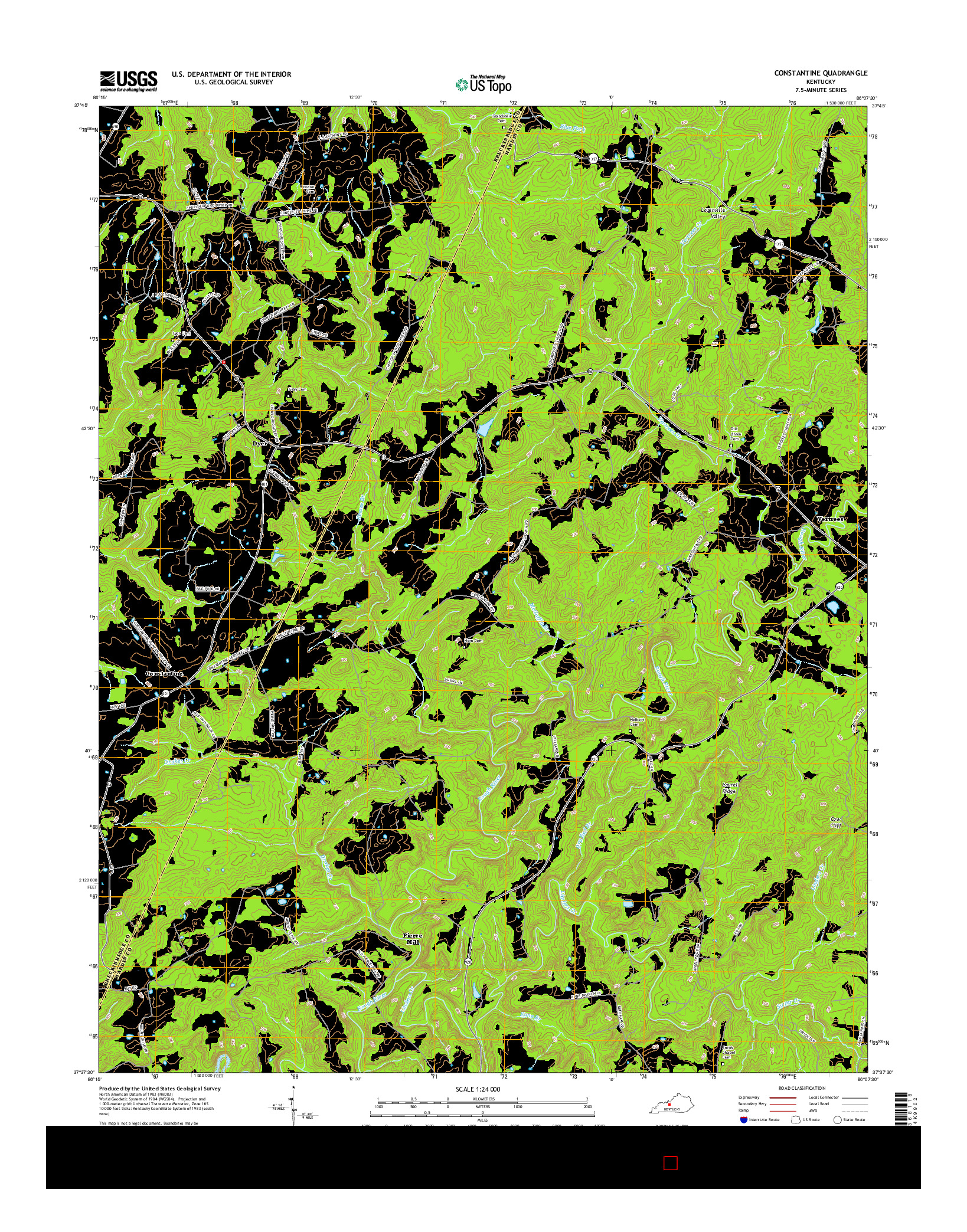 USGS US TOPO 7.5-MINUTE MAP FOR CONSTANTINE, KY 2016