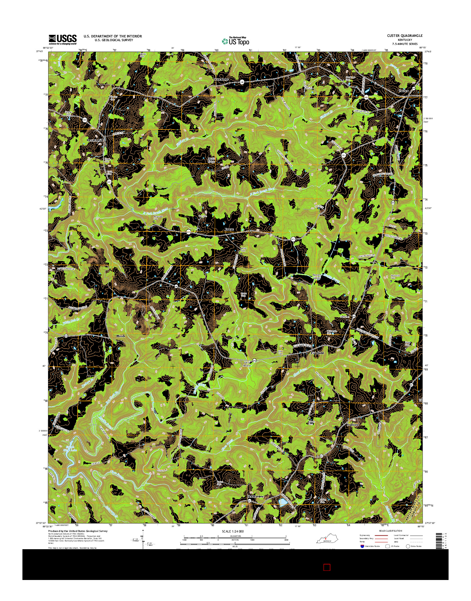 USGS US TOPO 7.5-MINUTE MAP FOR CUSTER, KY 2016