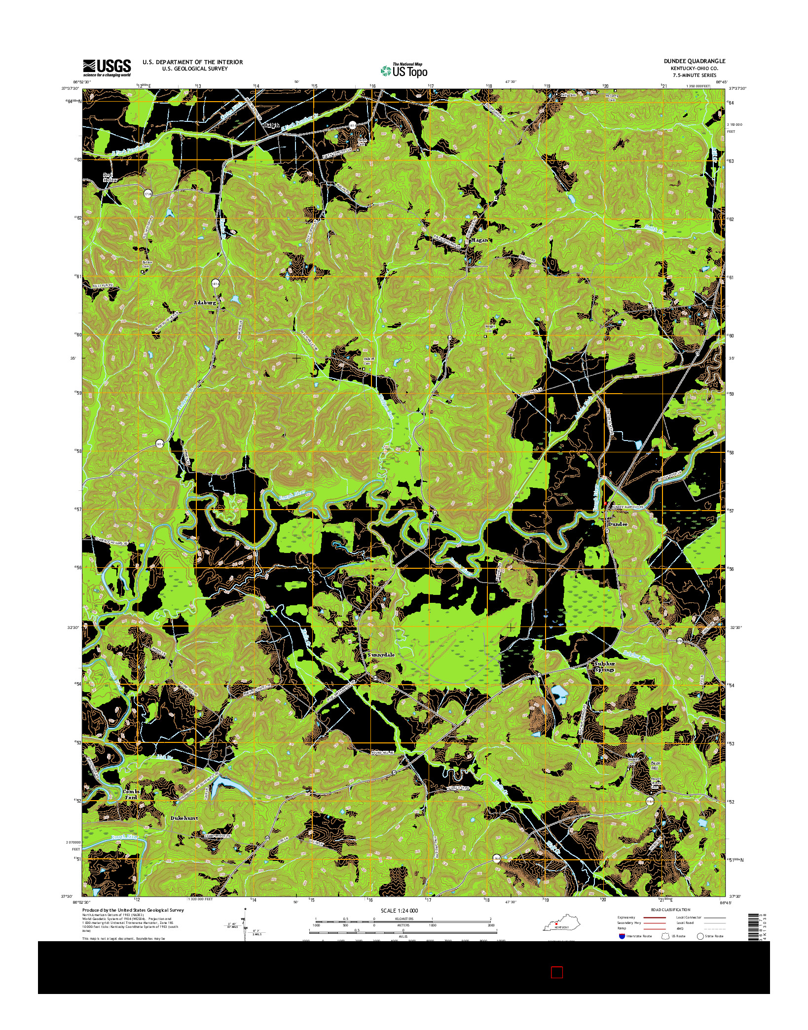 USGS US TOPO 7.5-MINUTE MAP FOR DUNDEE, KY 2016