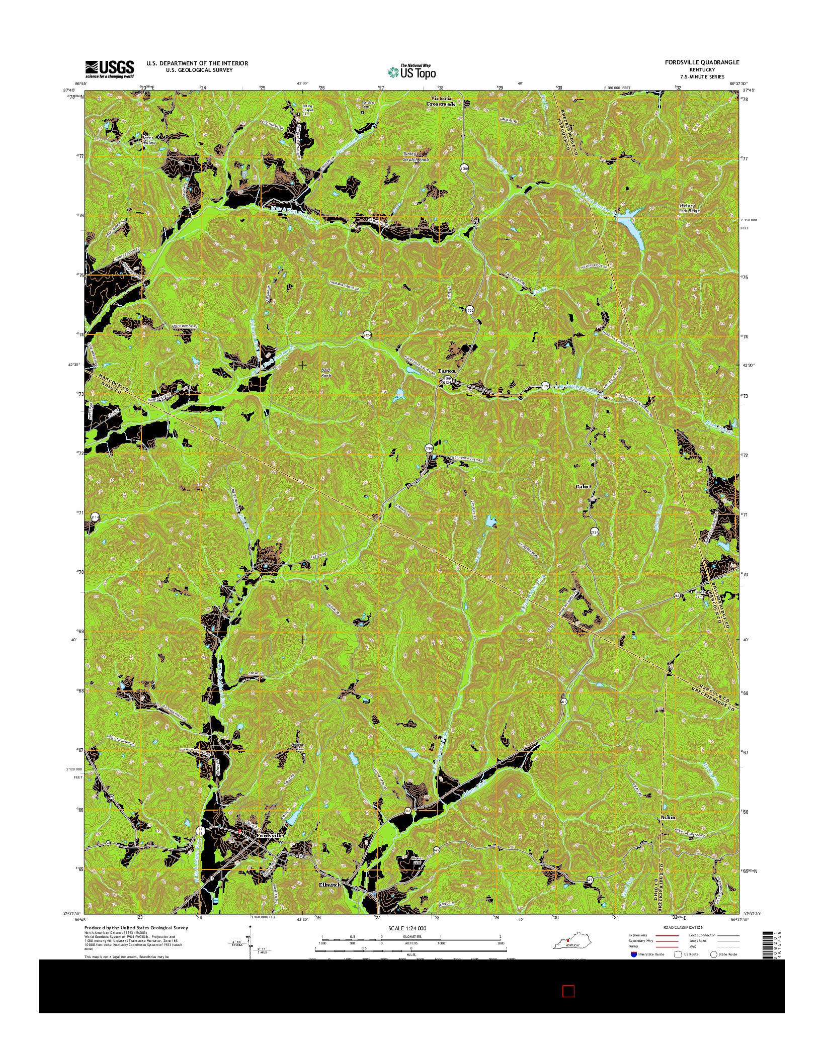 USGS US TOPO 7.5-MINUTE MAP FOR FORDSVILLE, KY 2016