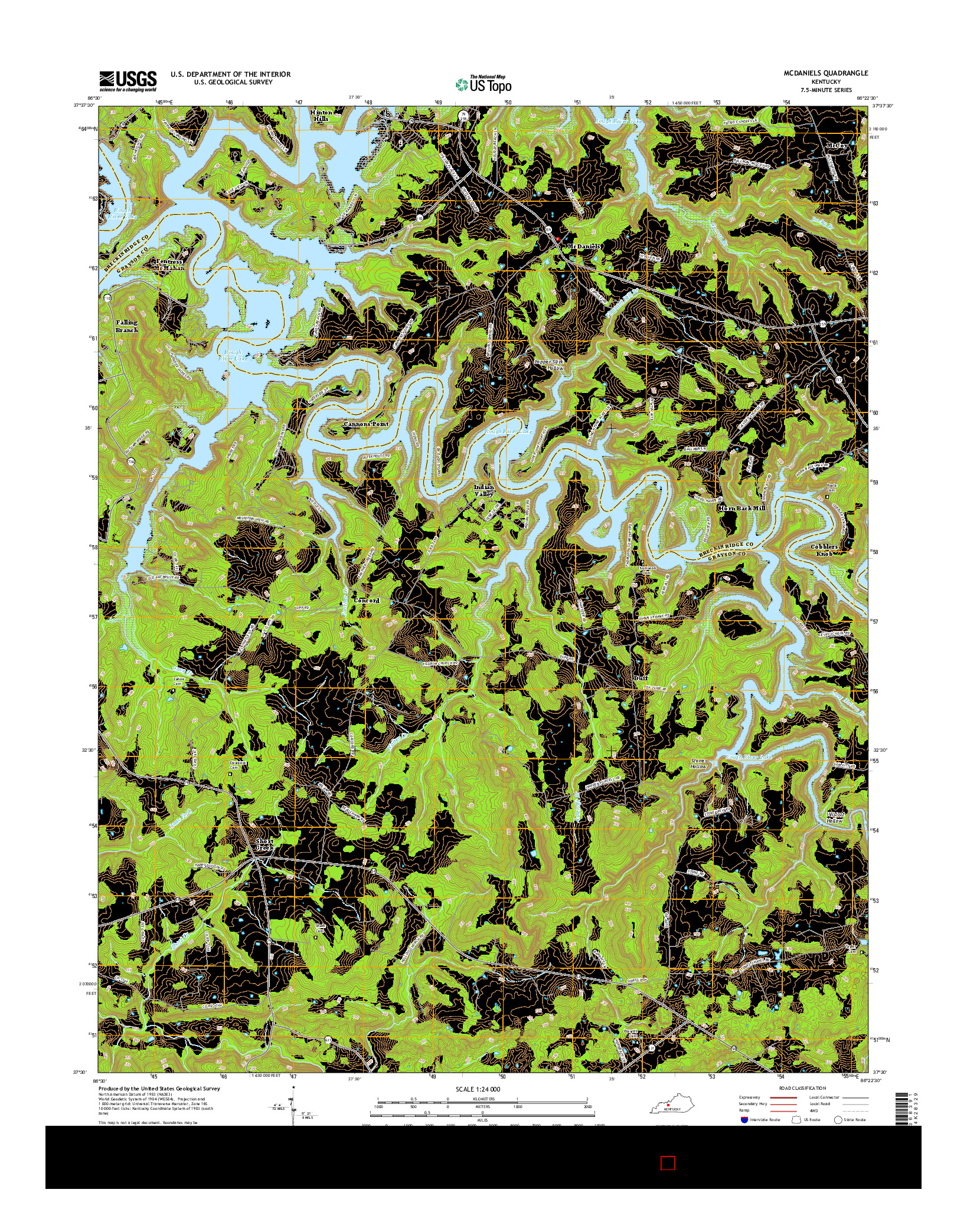 USGS US TOPO 7.5-MINUTE MAP FOR MCDANIELS, KY 2016