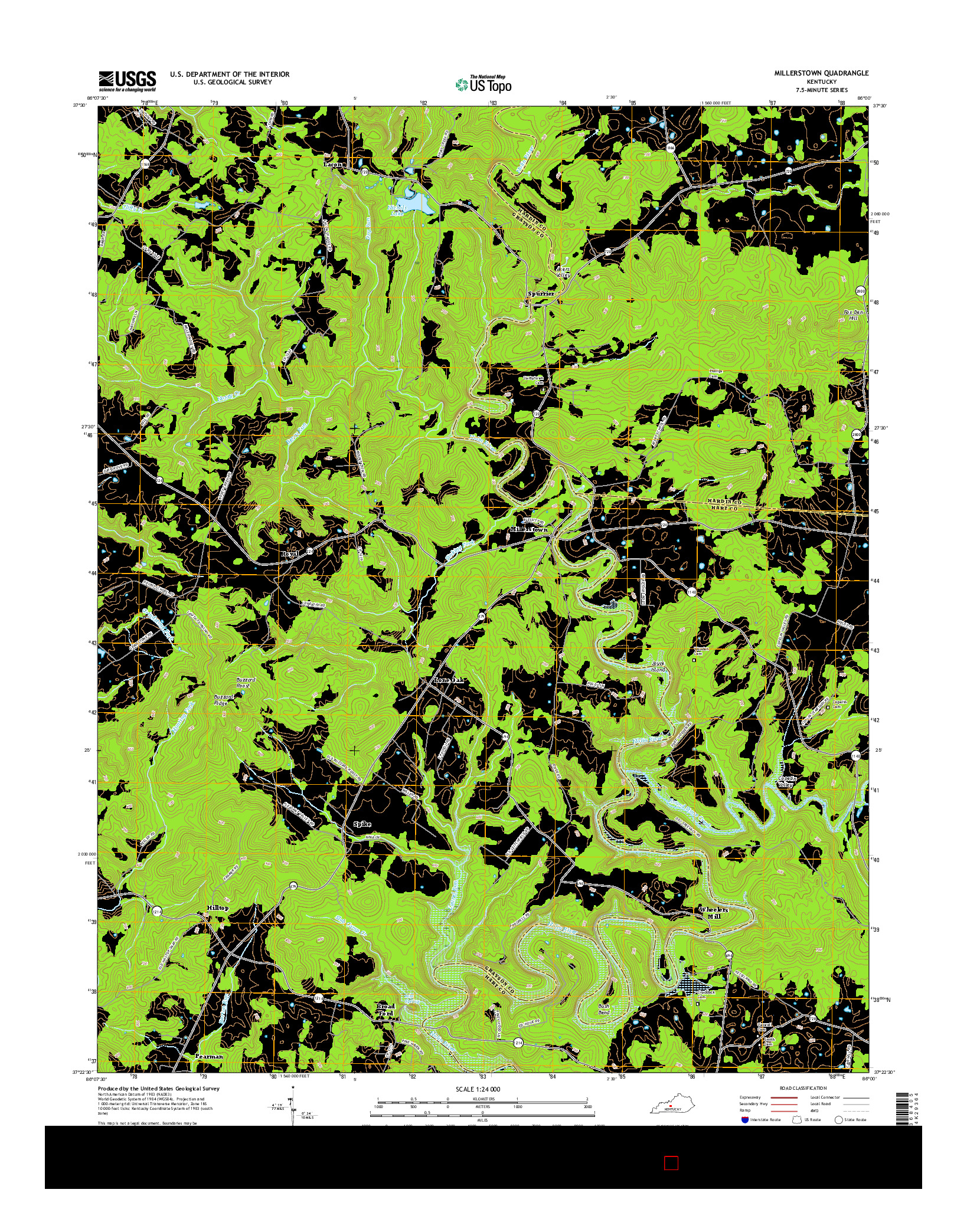 USGS US TOPO 7.5-MINUTE MAP FOR MILLERSTOWN, KY 2016