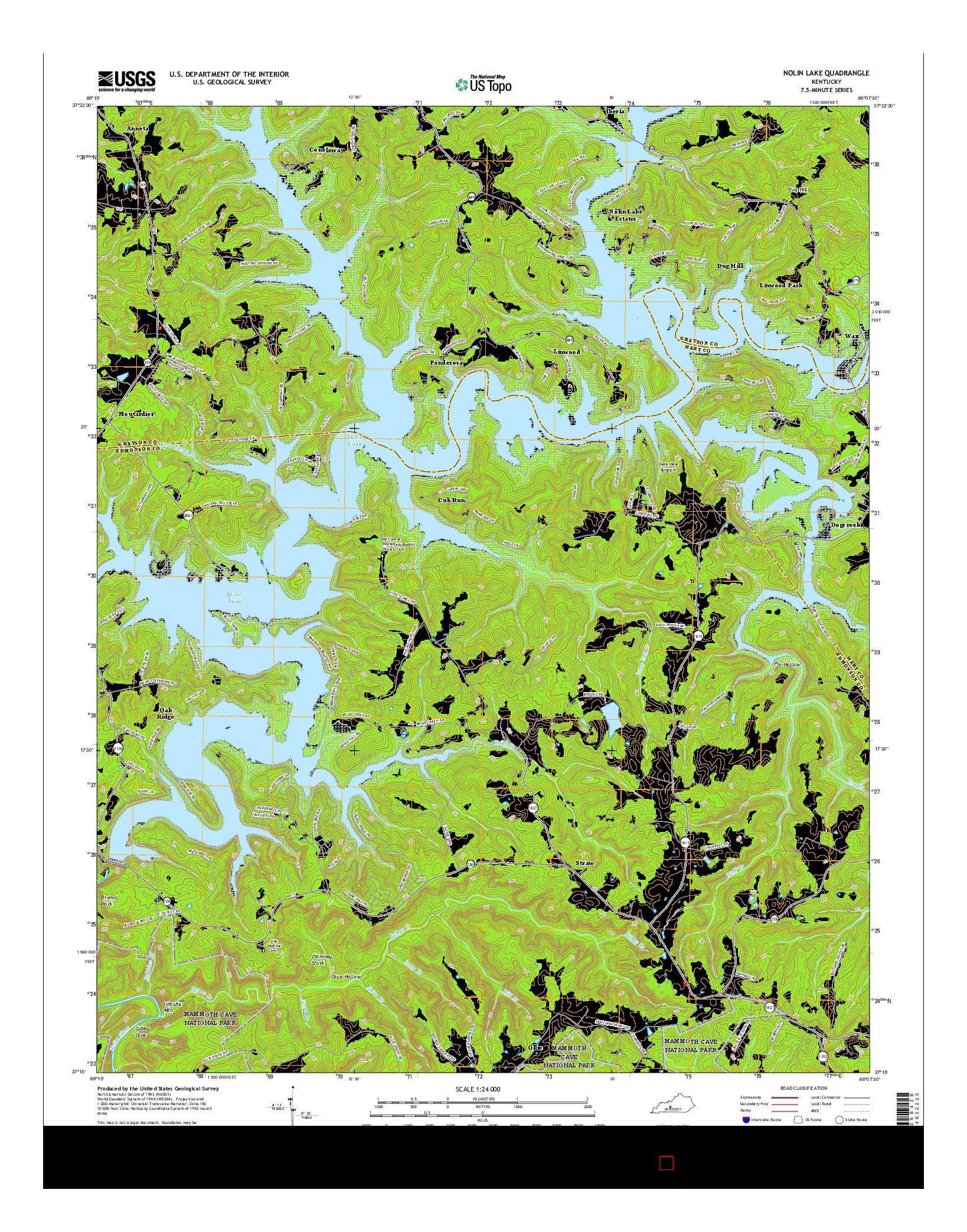 USGS US TOPO 7.5-MINUTE MAP FOR NOLIN LAKE, KY 2016