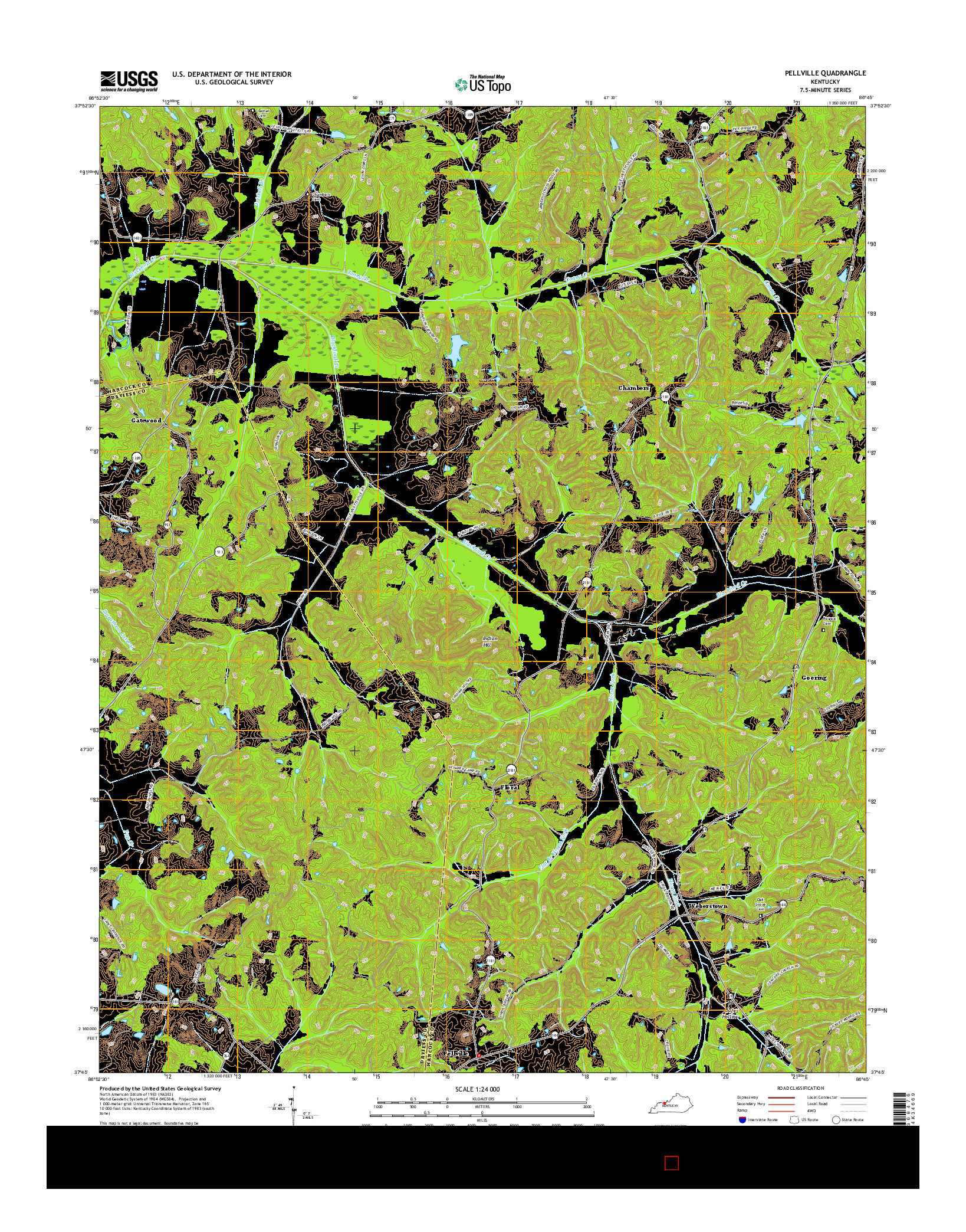 USGS US TOPO 7.5-MINUTE MAP FOR PELLVILLE, KY 2016