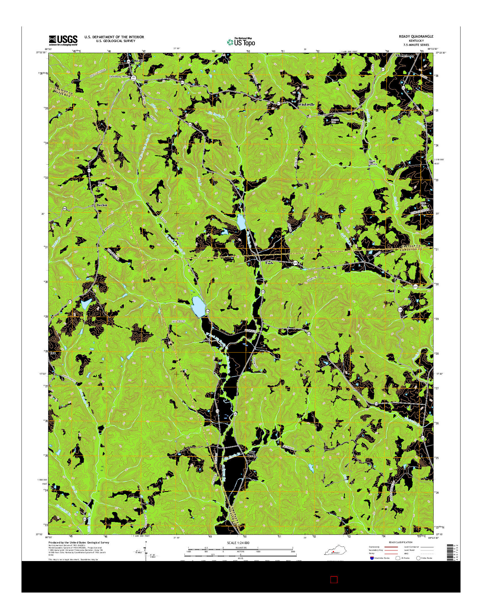 USGS US TOPO 7.5-MINUTE MAP FOR READY, KY 2016