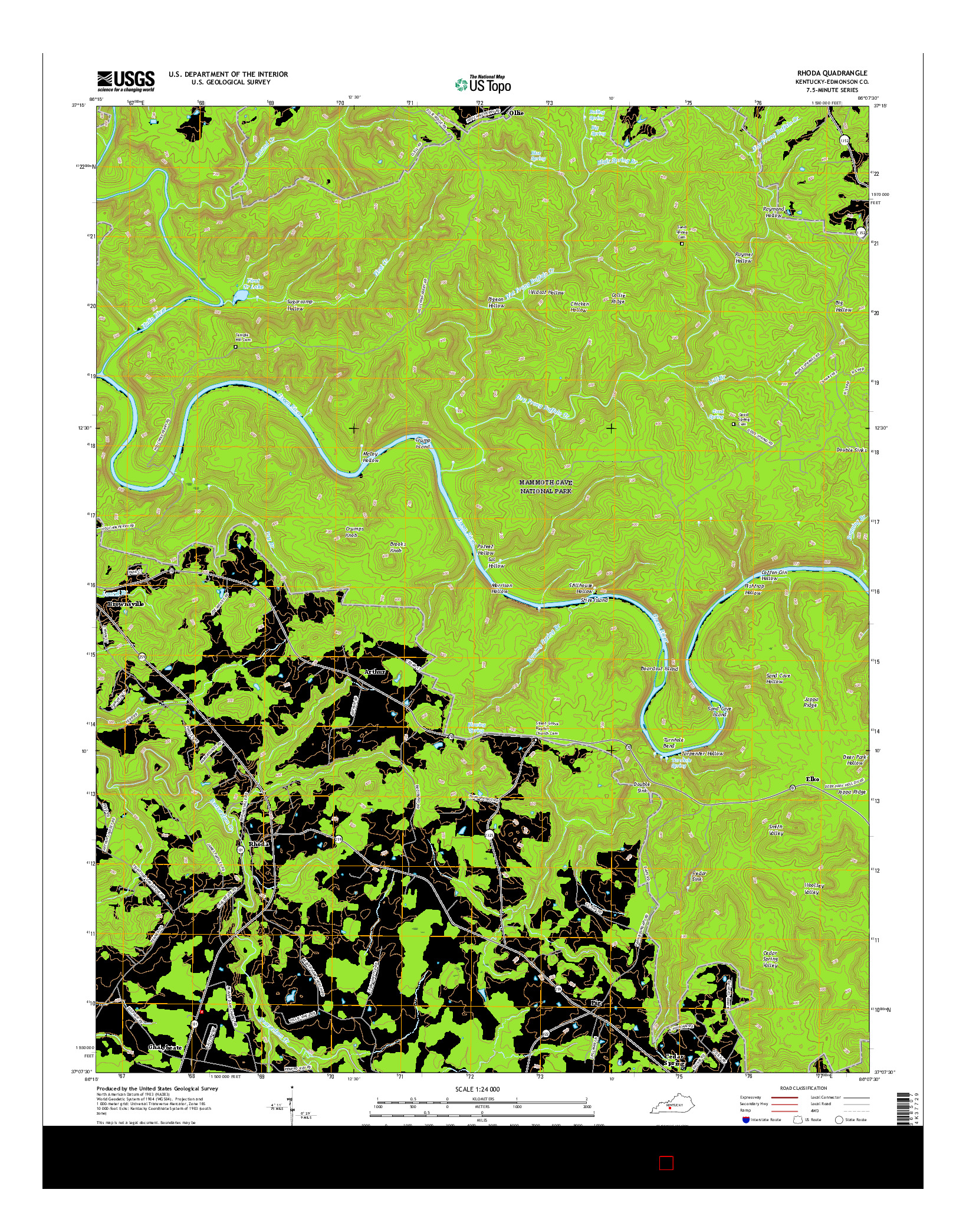 USGS US TOPO 7.5-MINUTE MAP FOR RHODA, KY 2016