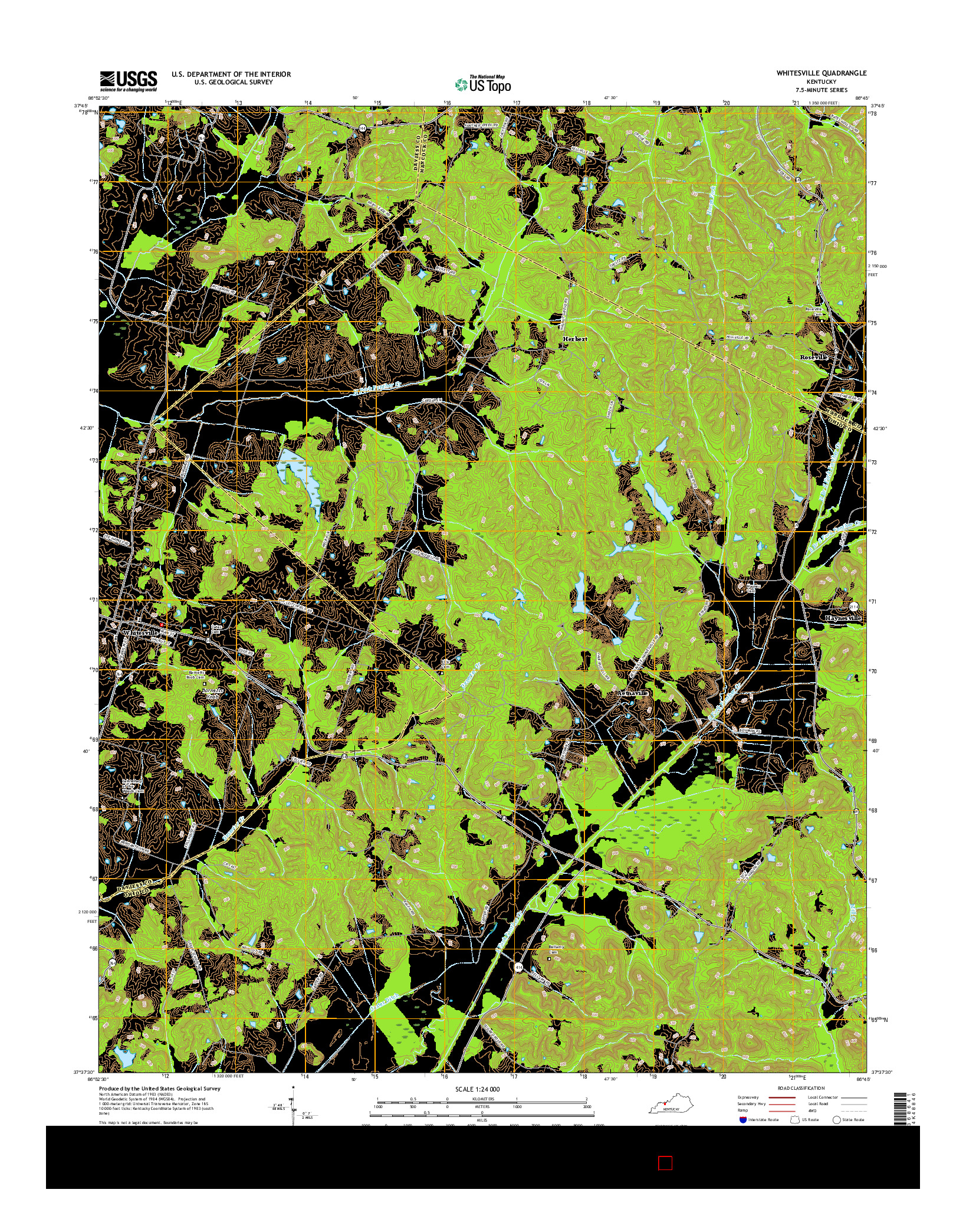 USGS US TOPO 7.5-MINUTE MAP FOR WHITESVILLE, KY 2016