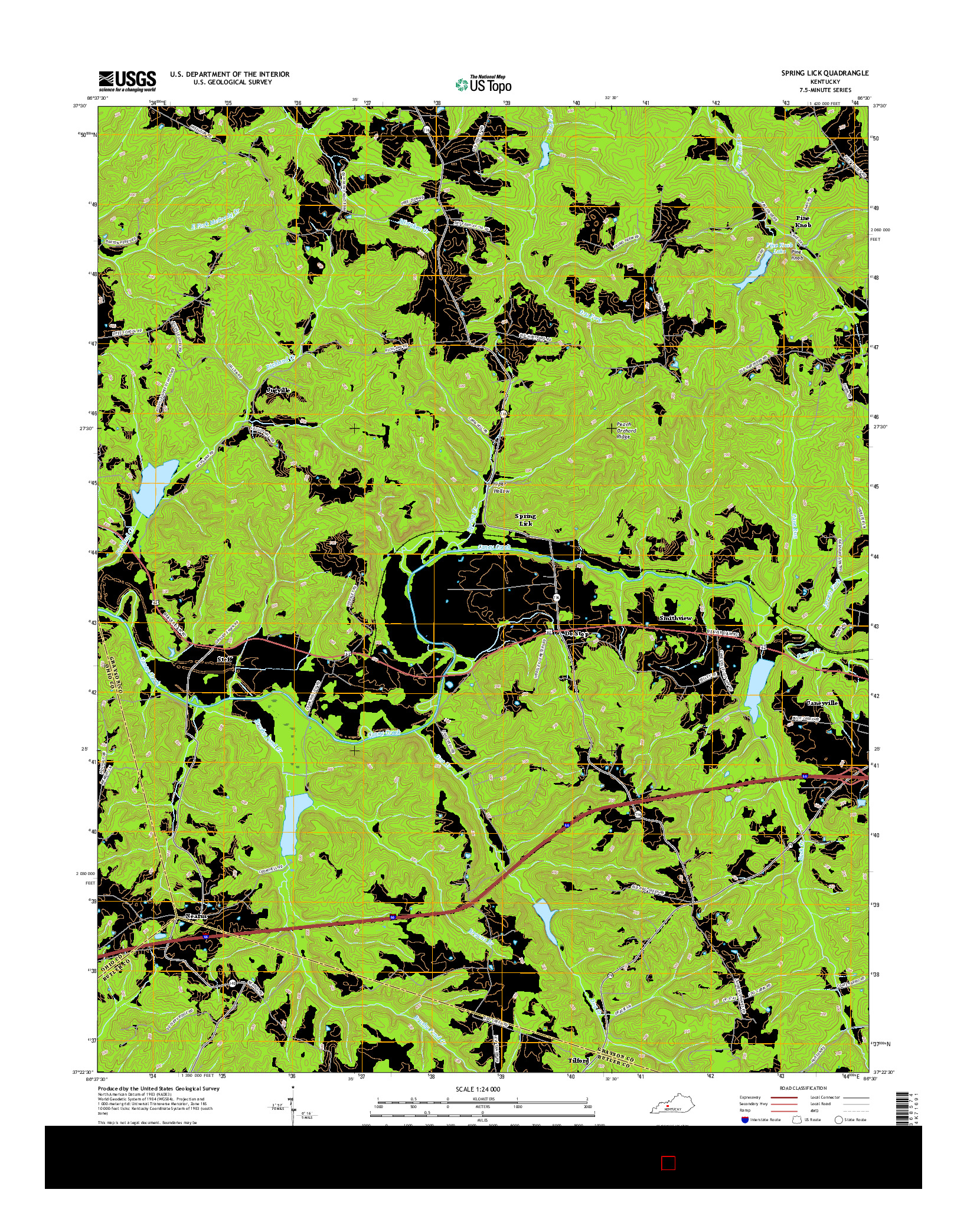 USGS US TOPO 7.5-MINUTE MAP FOR SPRING LICK, KY 2016