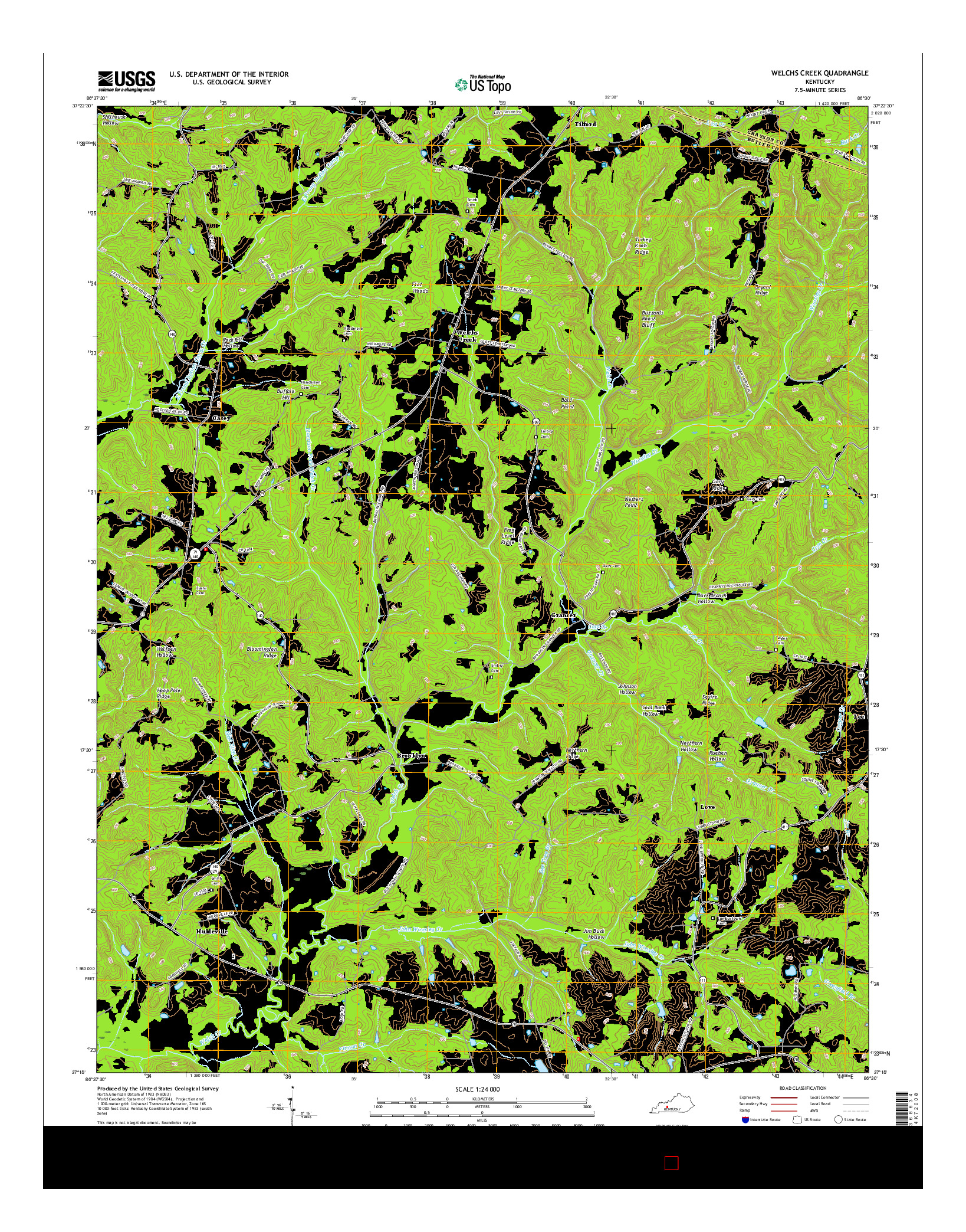 USGS US TOPO 7.5-MINUTE MAP FOR WELCHS CREEK, KY 2016