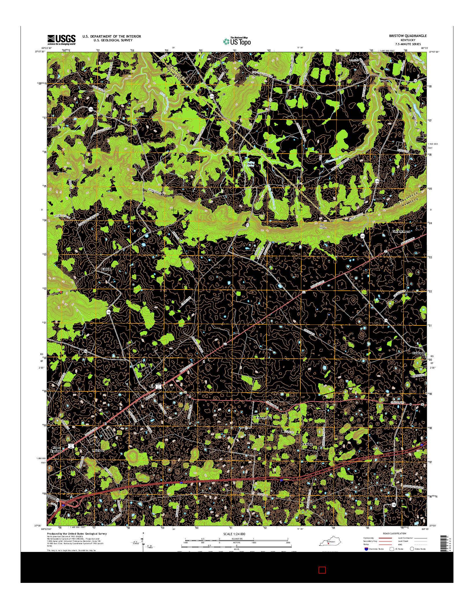 USGS US TOPO 7.5-MINUTE MAP FOR BRISTOW, KY 2016