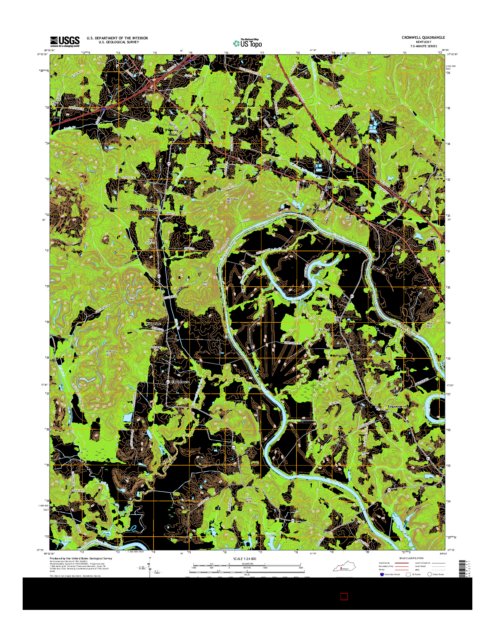 USGS US TOPO 7.5-MINUTE MAP FOR CROMWELL, KY 2016