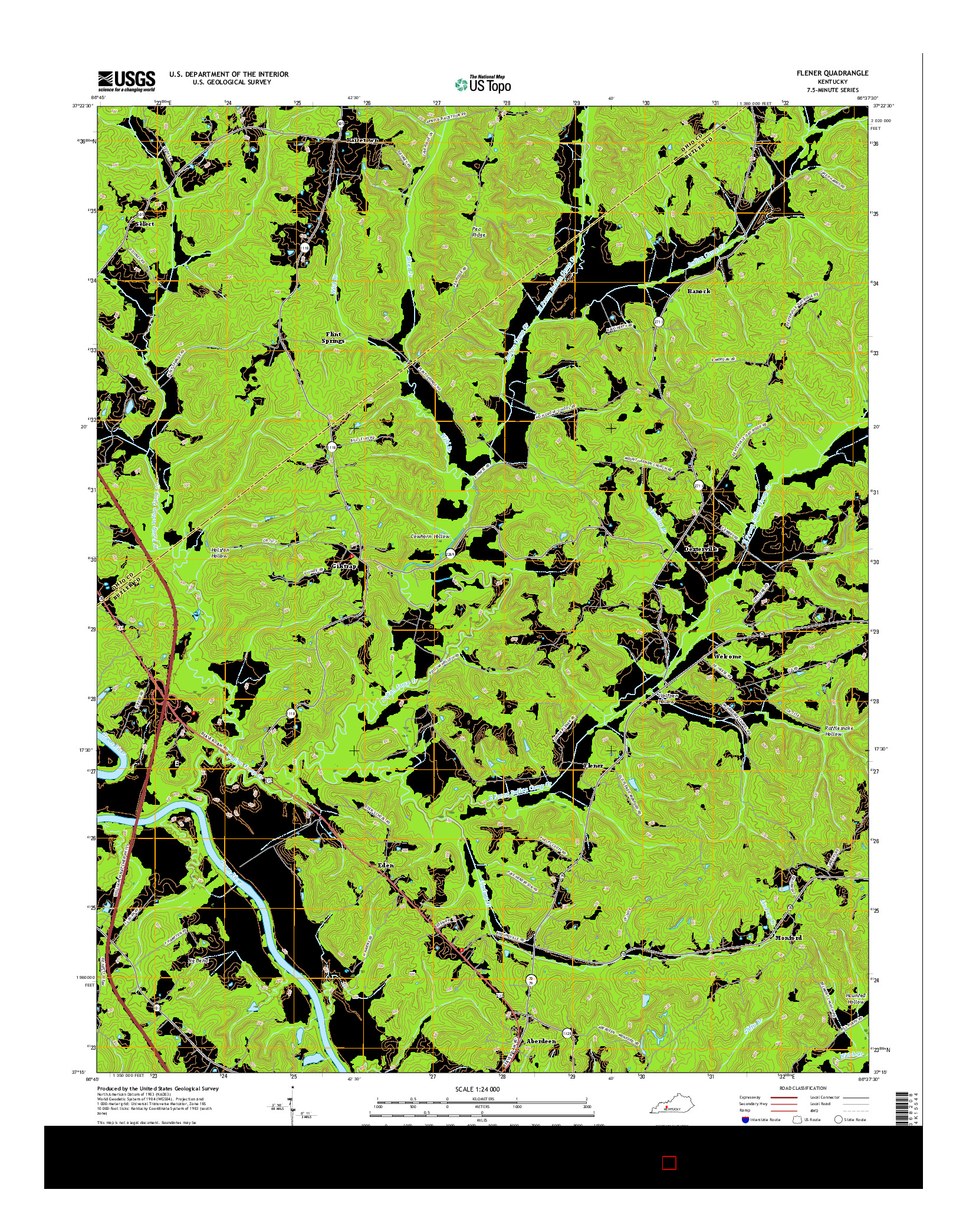 USGS US TOPO 7.5-MINUTE MAP FOR FLENER, KY 2016