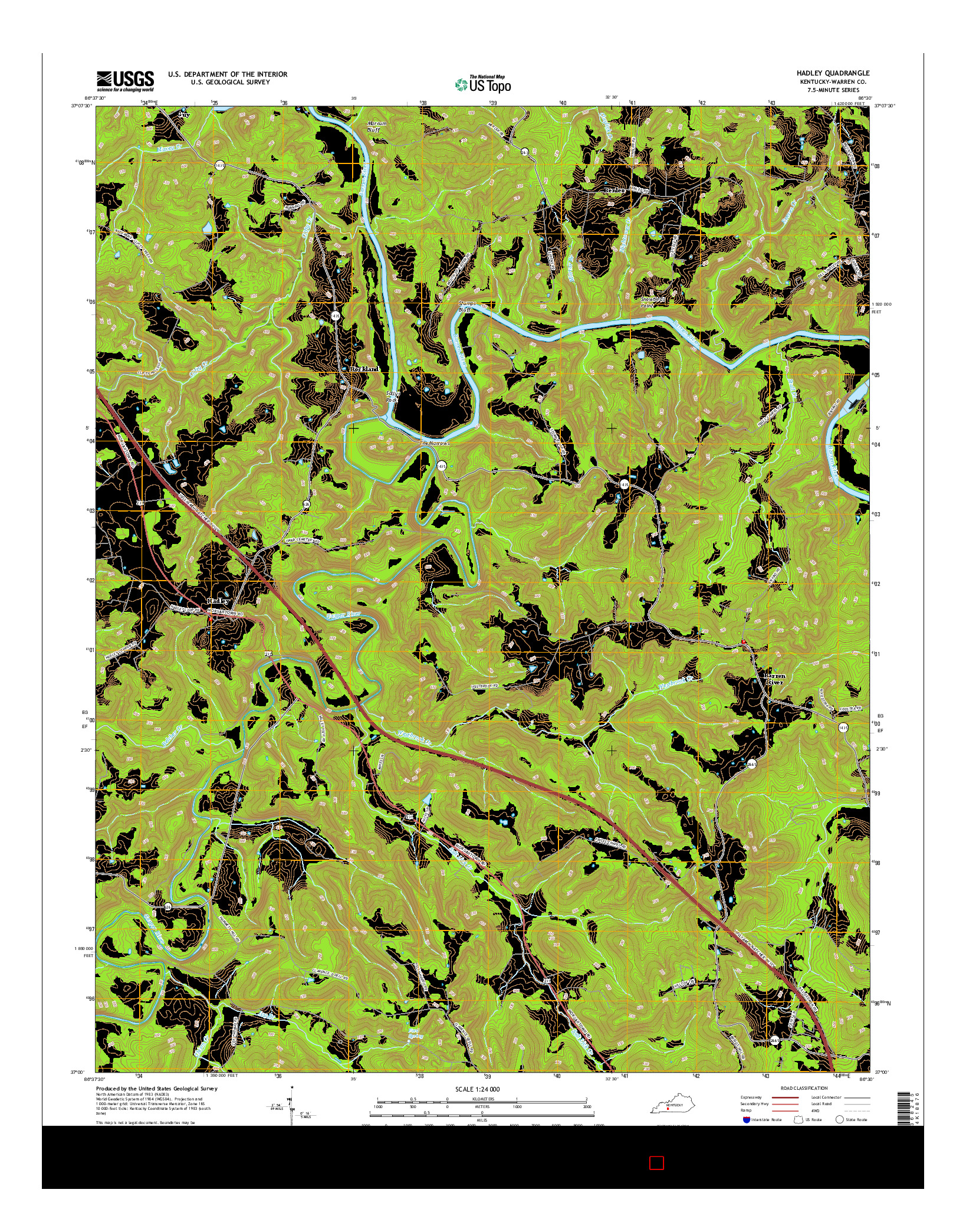USGS US TOPO 7.5-MINUTE MAP FOR HADLEY, KY 2016