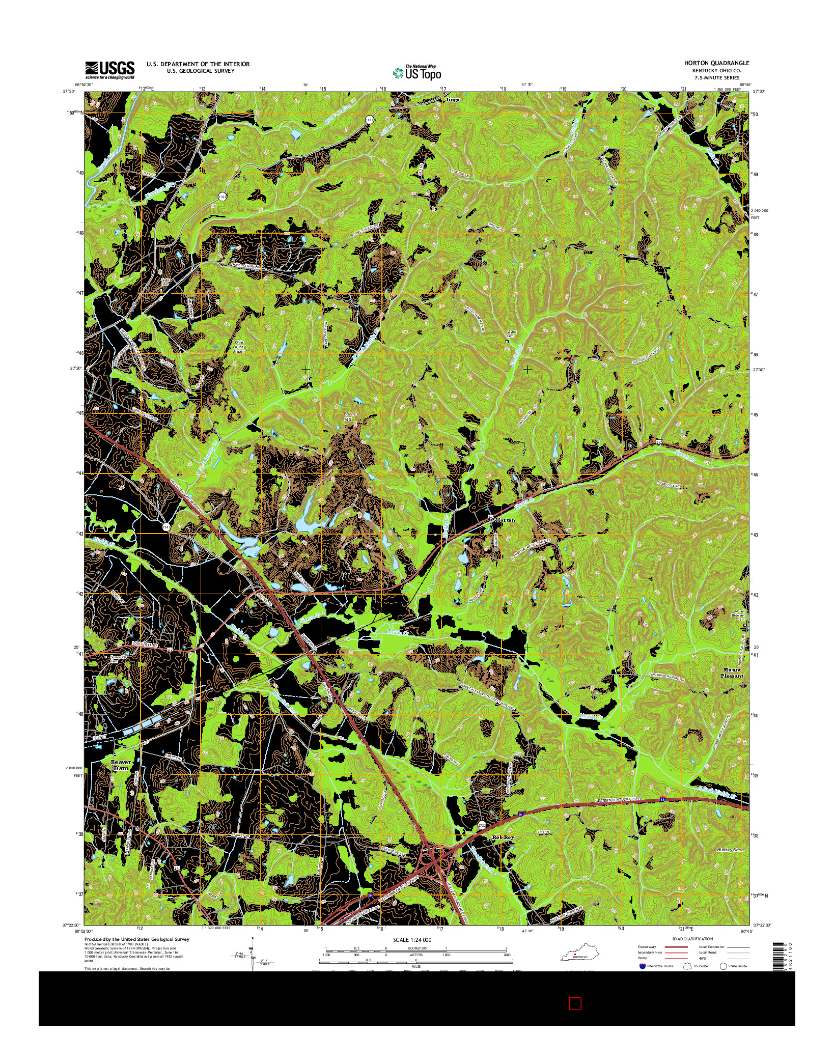 USGS US TOPO 7.5-MINUTE MAP FOR HORTON, KY 2016