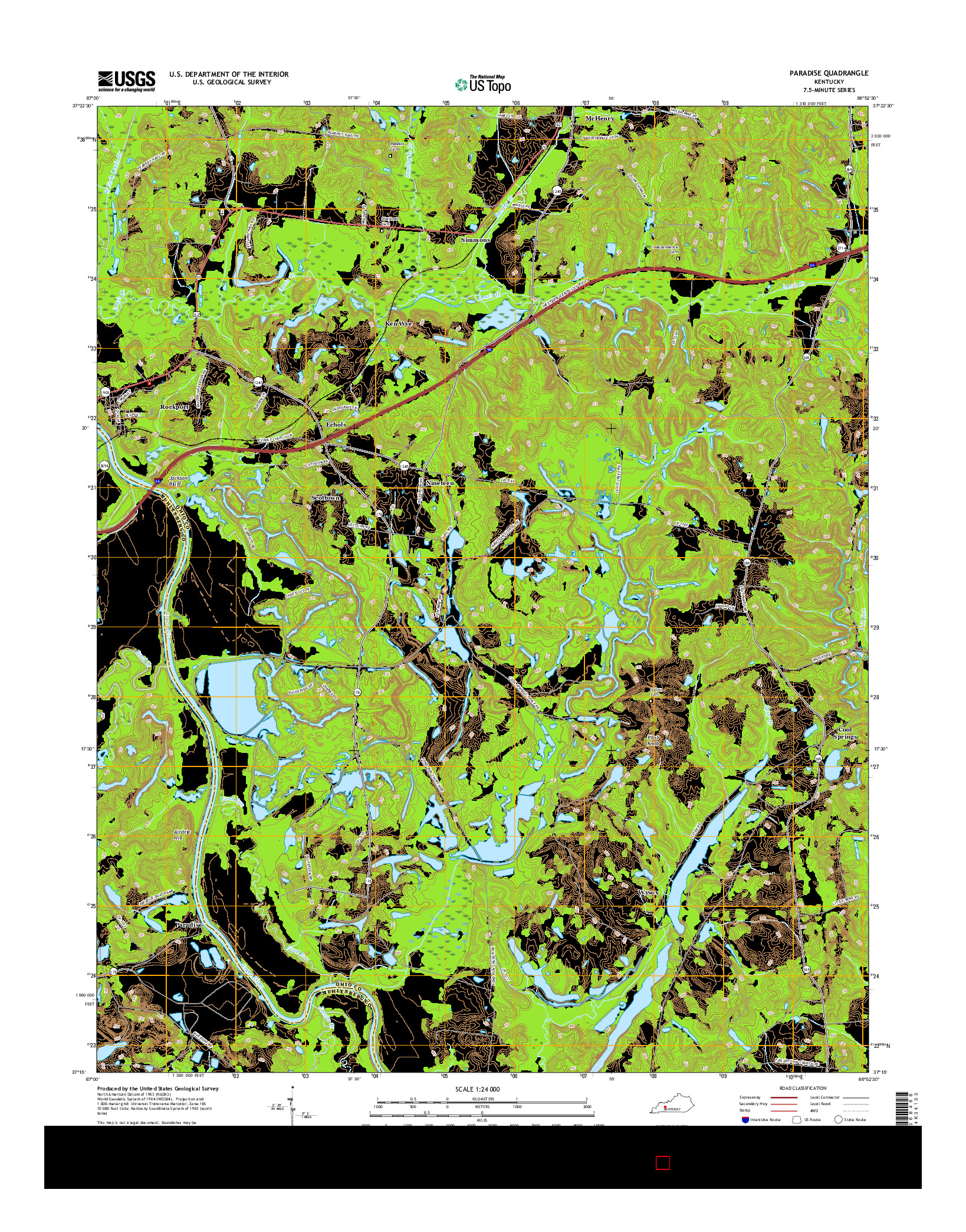 USGS US TOPO 7.5-MINUTE MAP FOR PARADISE, KY 2016