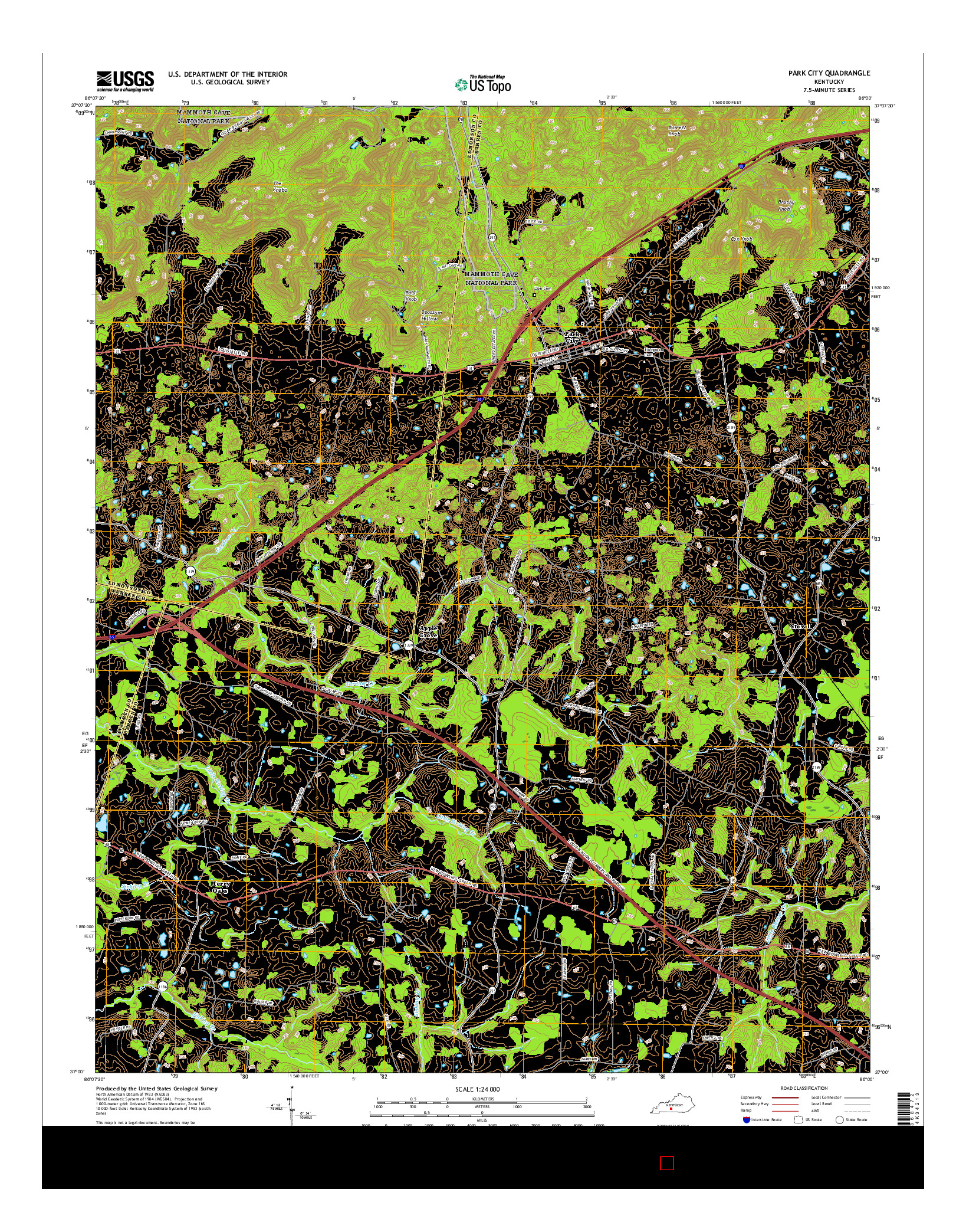 USGS US TOPO 7.5-MINUTE MAP FOR PARK CITY, KY 2016