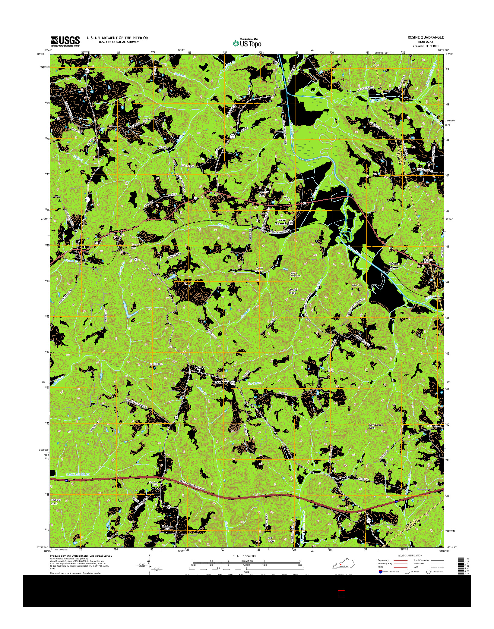 USGS US TOPO 7.5-MINUTE MAP FOR ROSINE, KY 2016