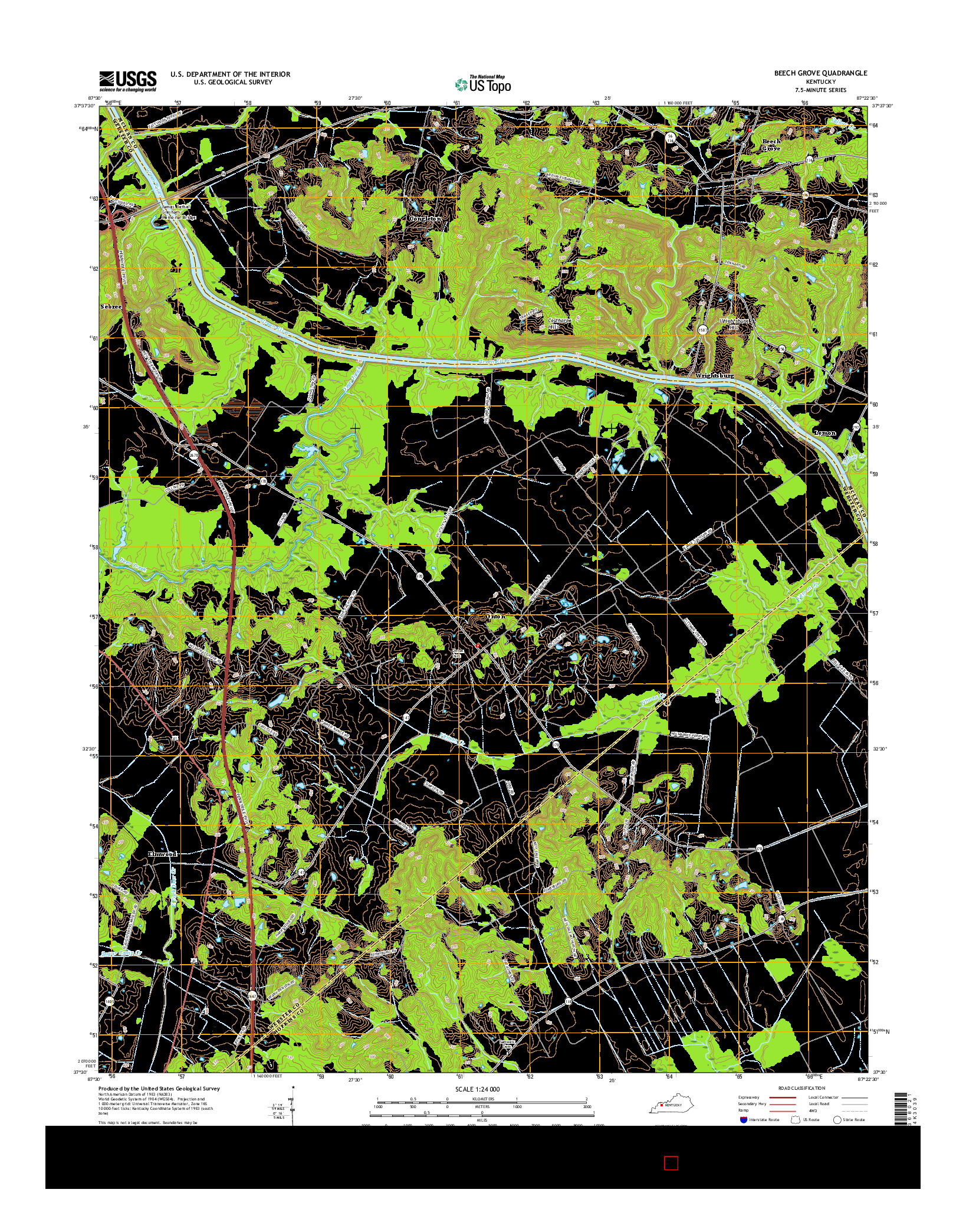 USGS US TOPO 7.5-MINUTE MAP FOR BEECH GROVE, KY 2016