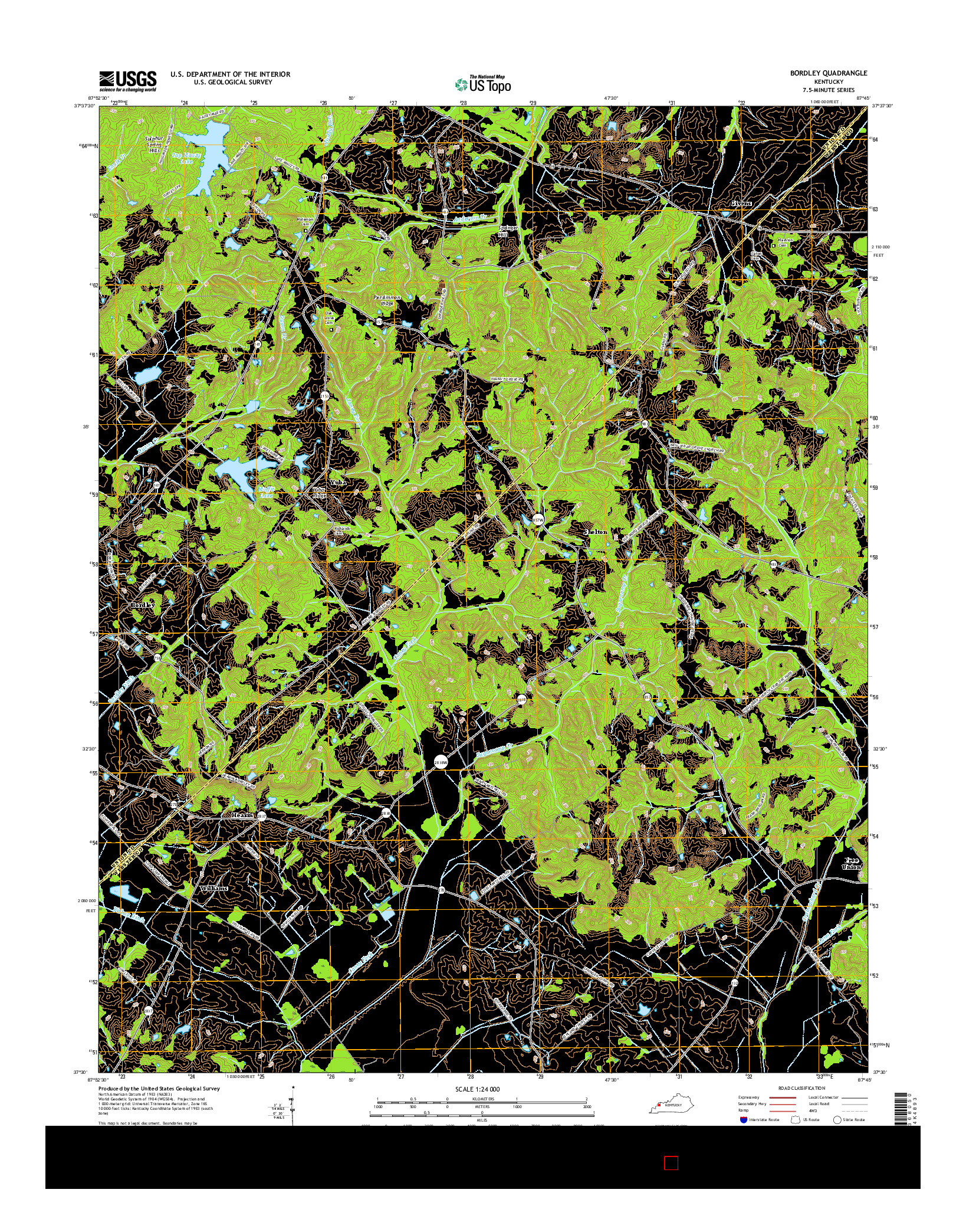 USGS US TOPO 7.5-MINUTE MAP FOR BORDLEY, KY 2016