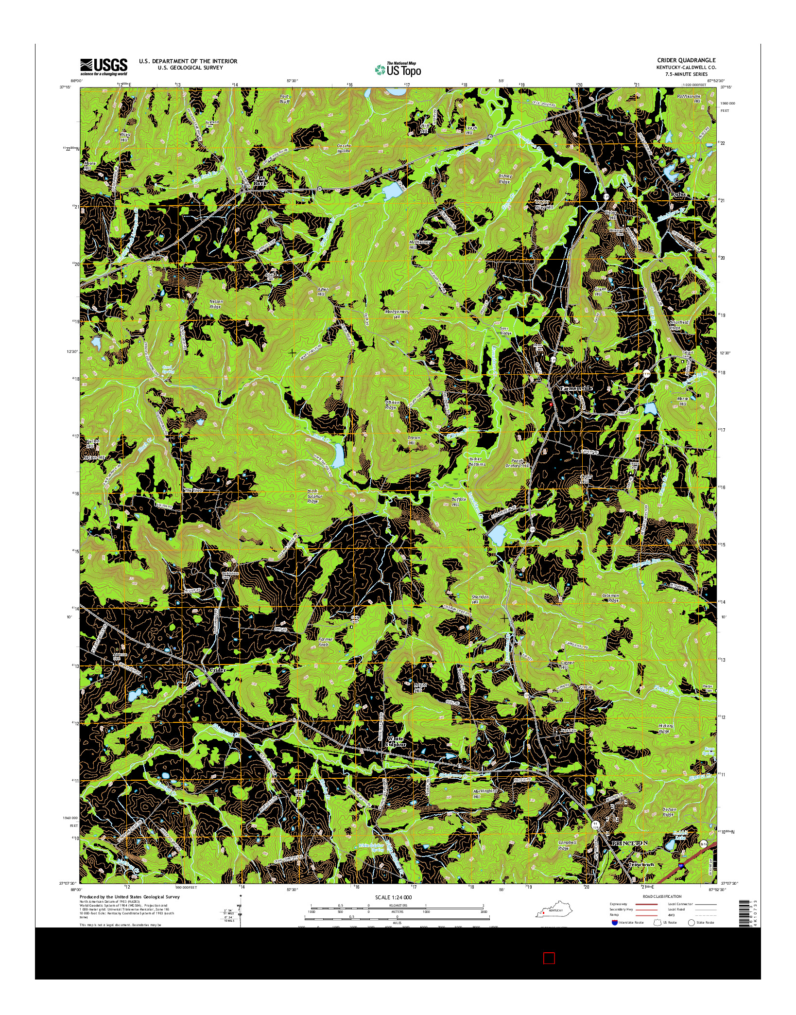 USGS US TOPO 7.5-MINUTE MAP FOR CRIDER, KY 2016