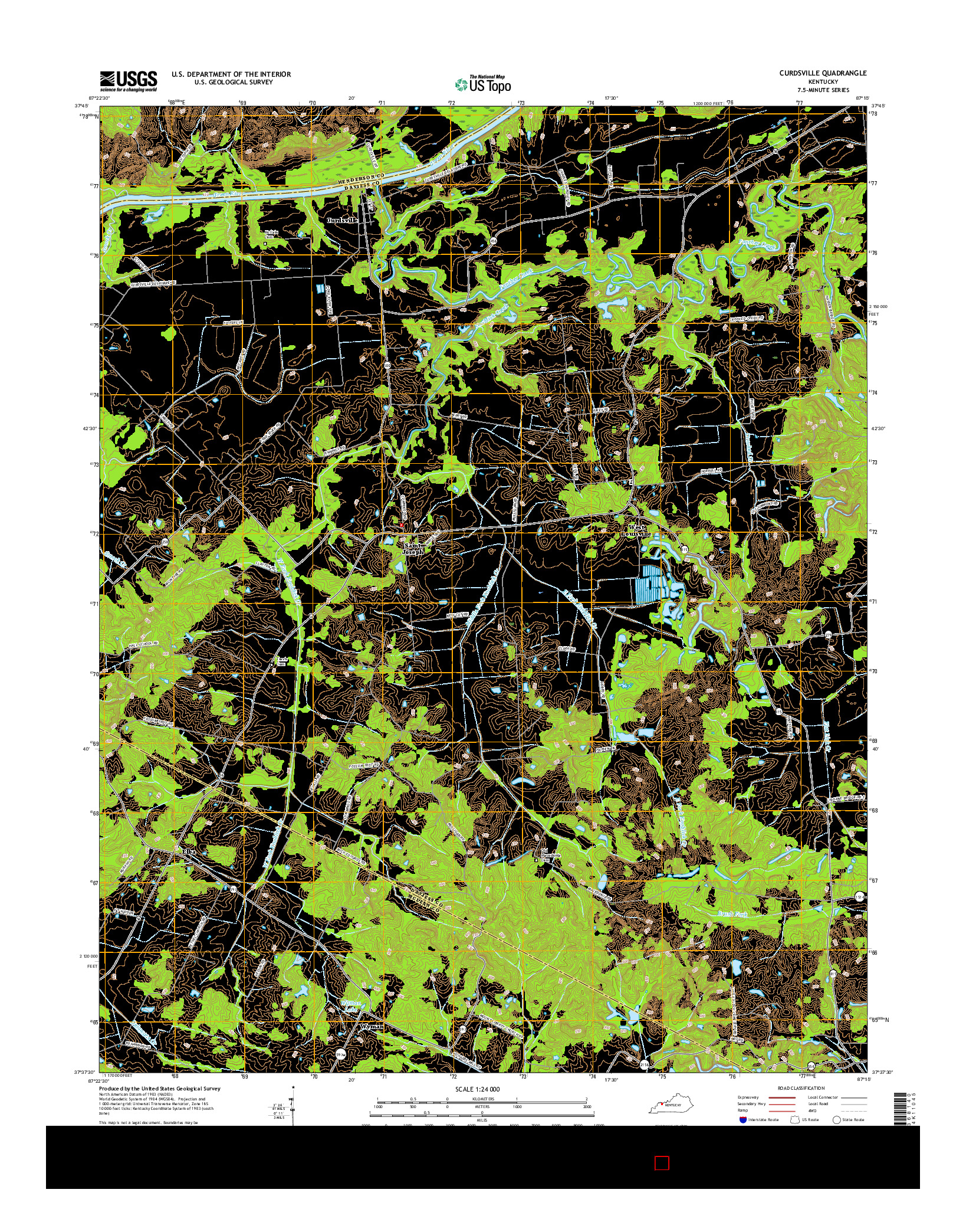 USGS US TOPO 7.5-MINUTE MAP FOR CURDSVILLE, KY 2016