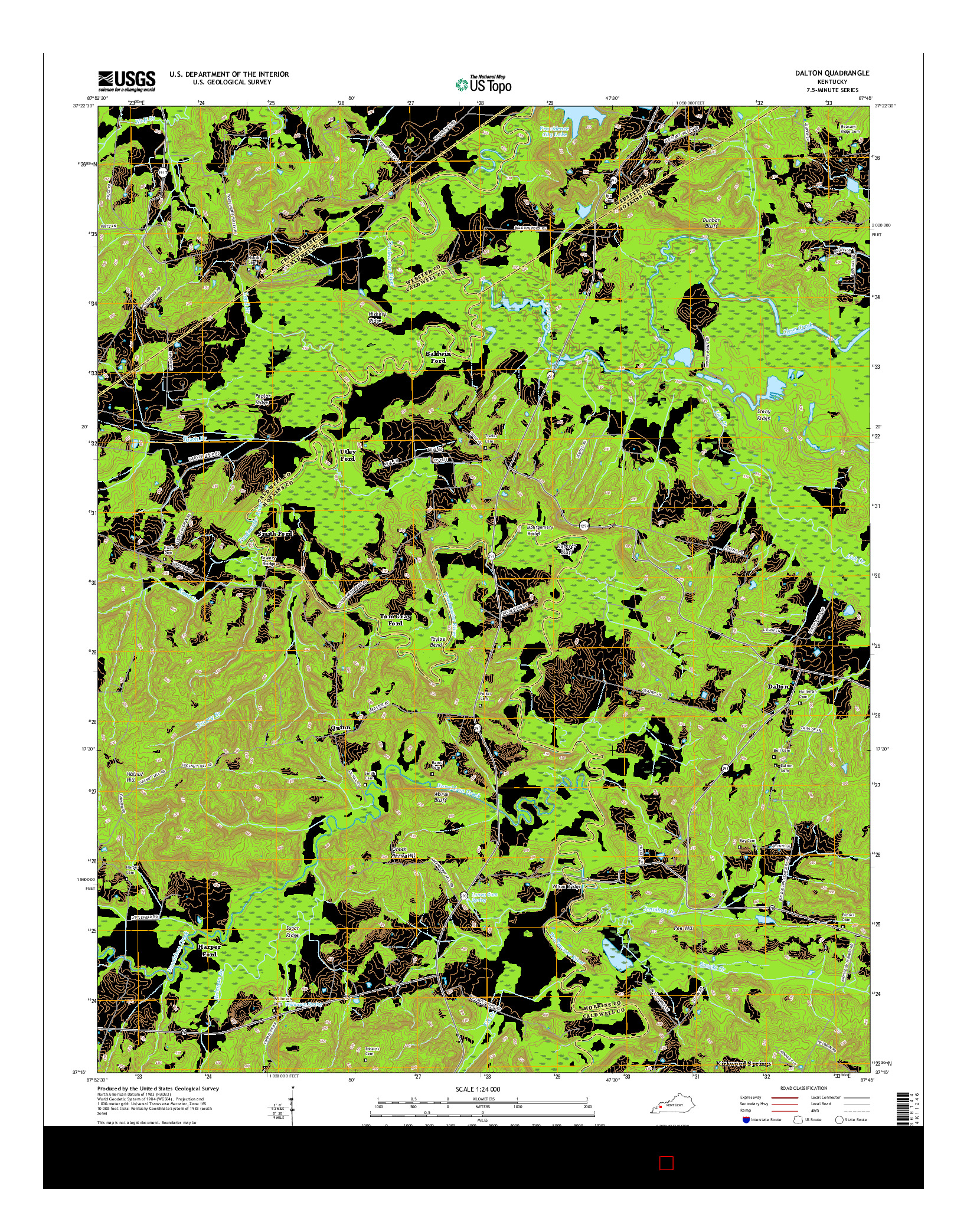 USGS US TOPO 7.5-MINUTE MAP FOR DALTON, KY 2016