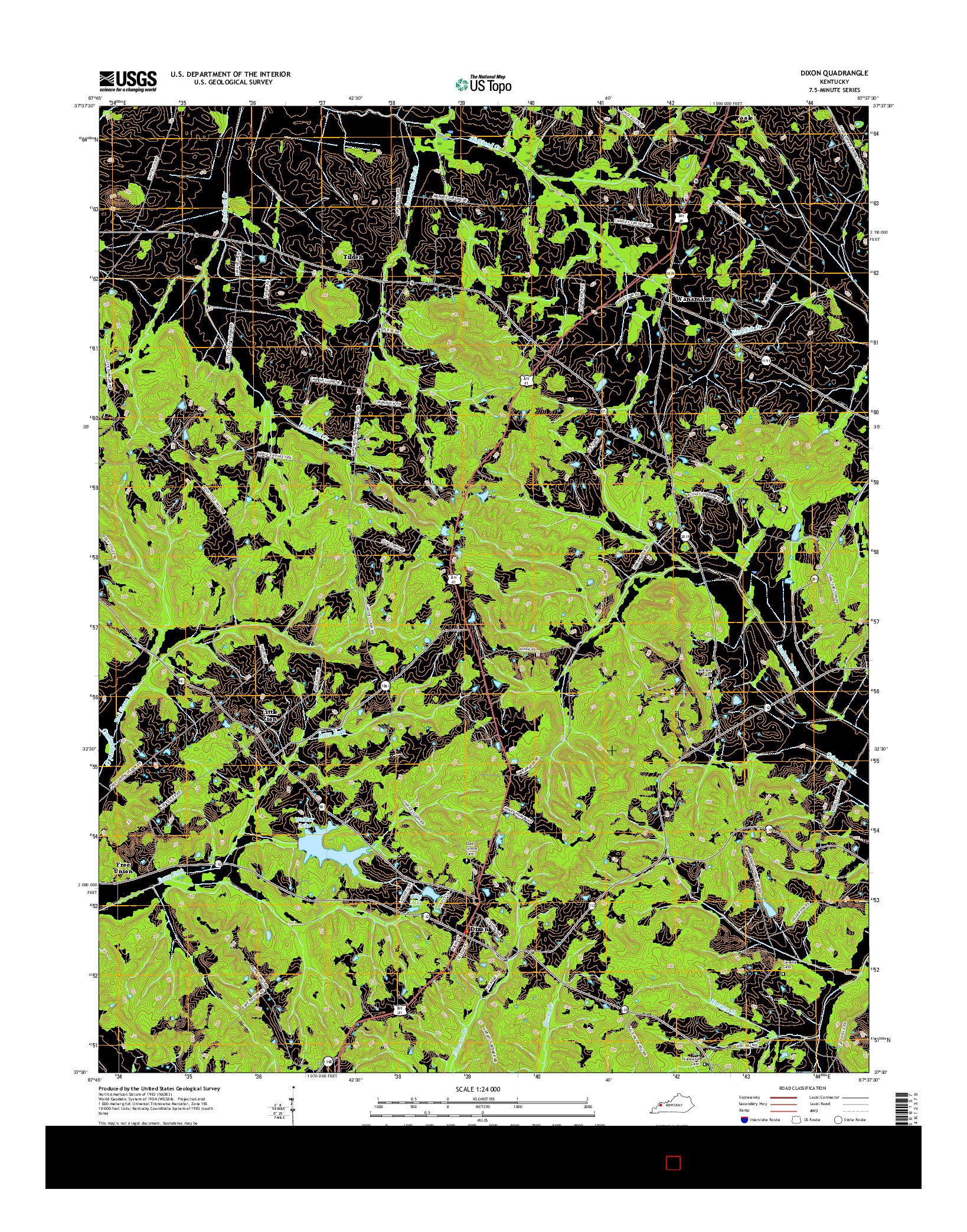 USGS US TOPO 7.5-MINUTE MAP FOR DIXON, KY 2016