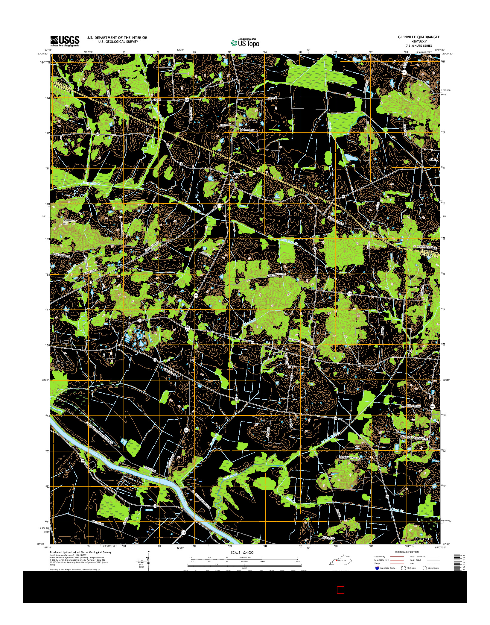 USGS US TOPO 7.5-MINUTE MAP FOR GLENVILLE, KY 2016